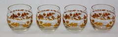 Culver Ltd Roly Poly Rocks Glasses 22K Gold Floral Chantilly Pattern 1950s