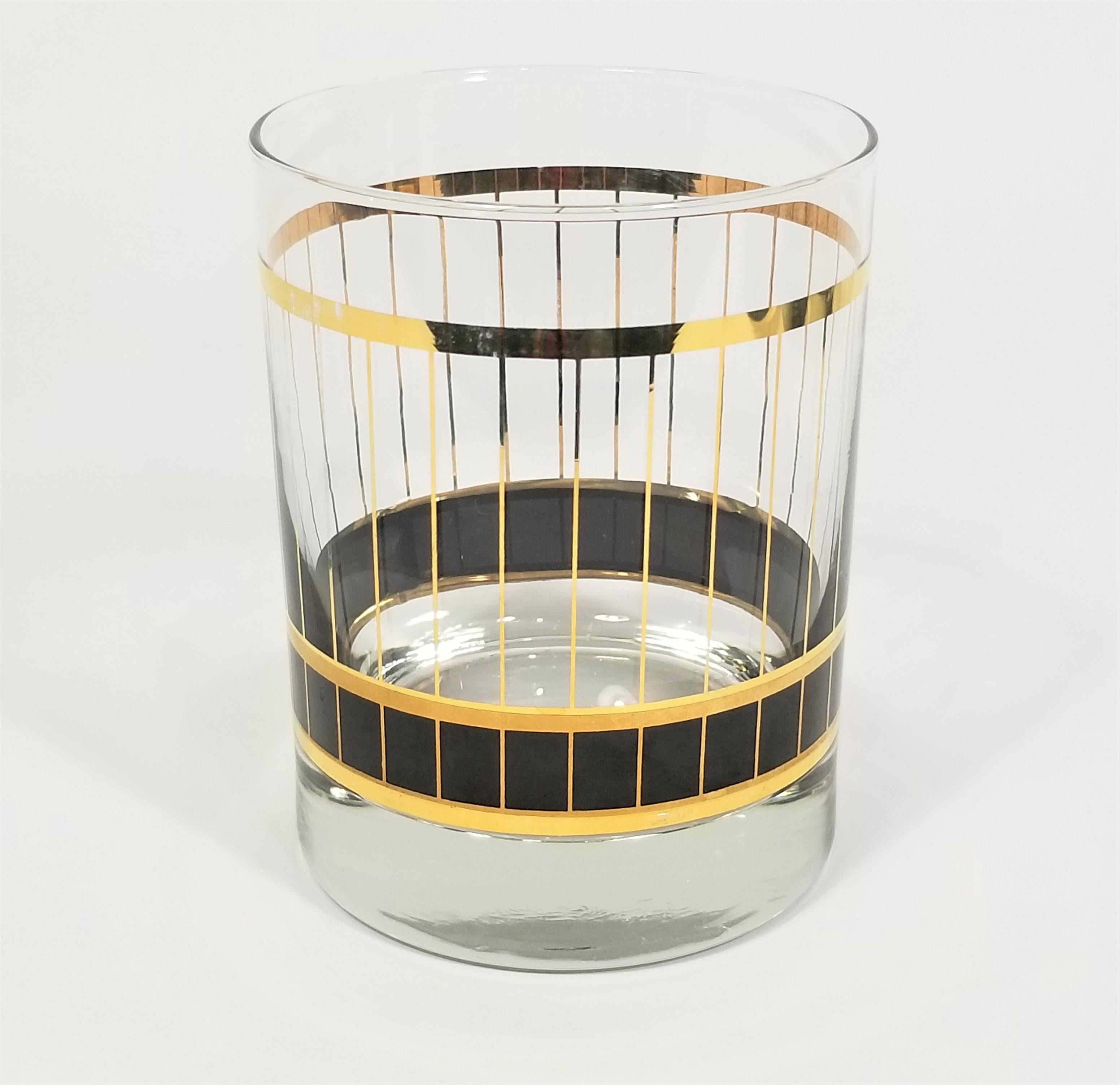 Culver Glassware Barware Black and Gold, 1970s 7