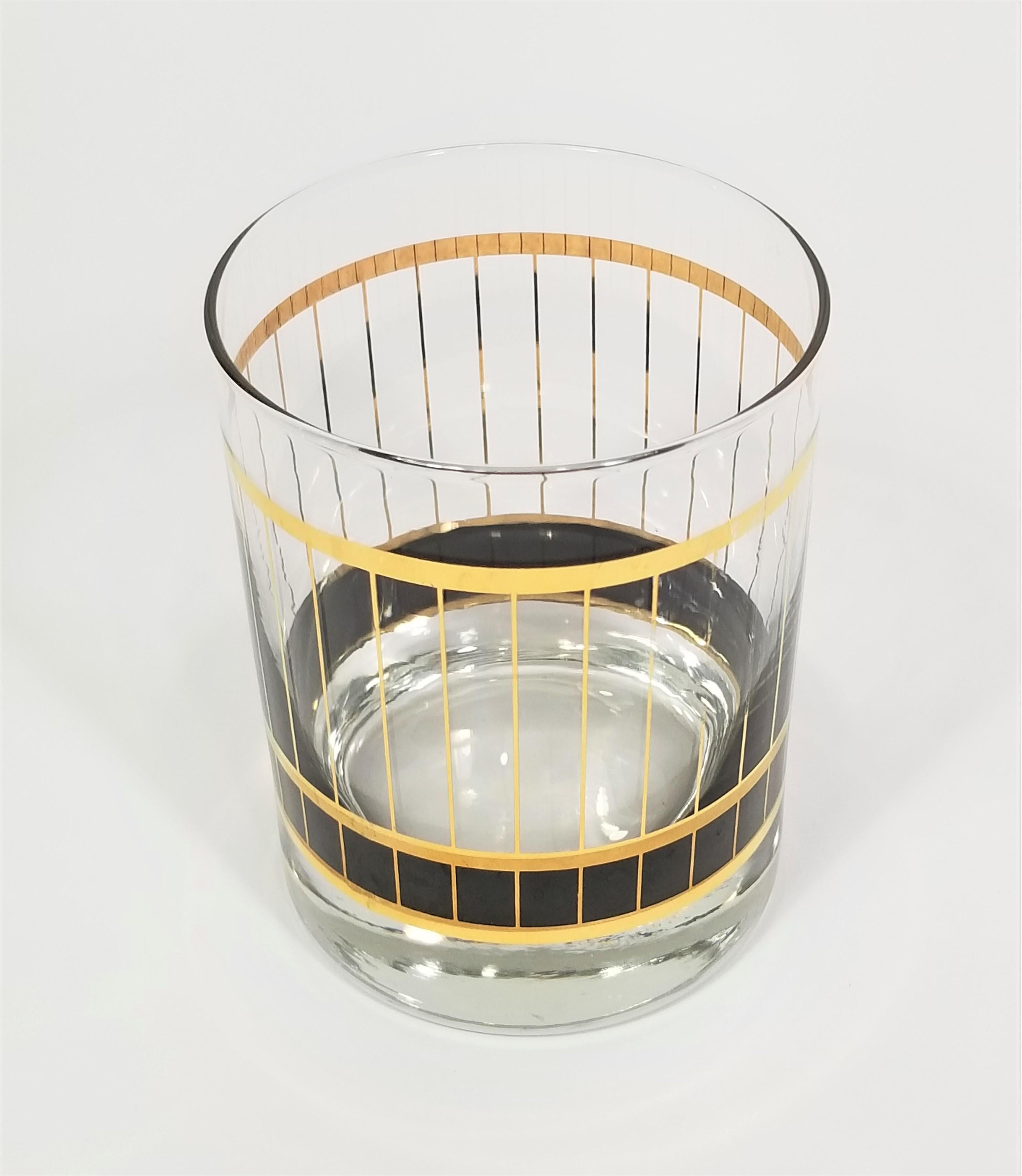 Culver Glassware Barware Black and Gold, 1970s 8