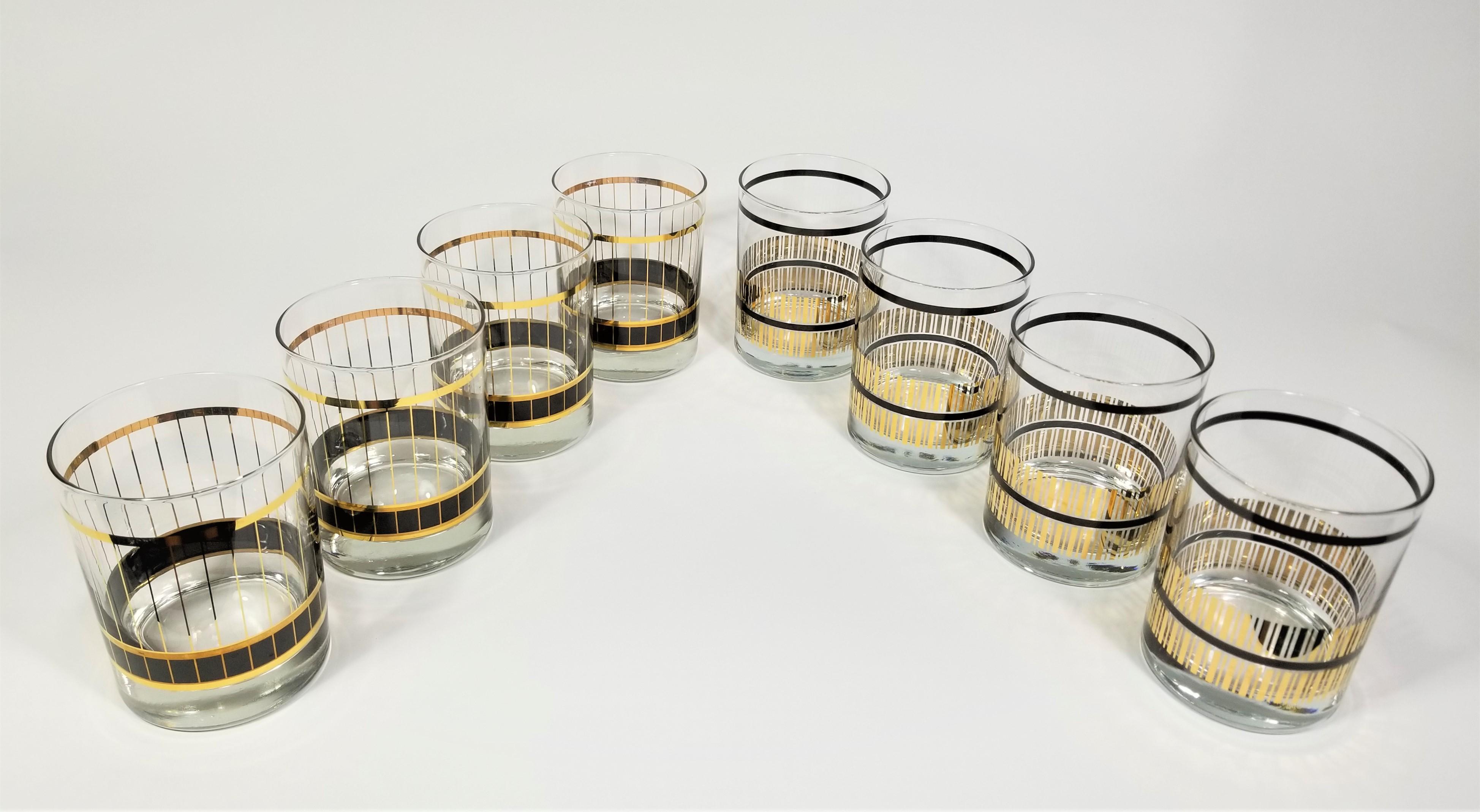 Culver Glassware Barware Black and Gold, 1970s 9