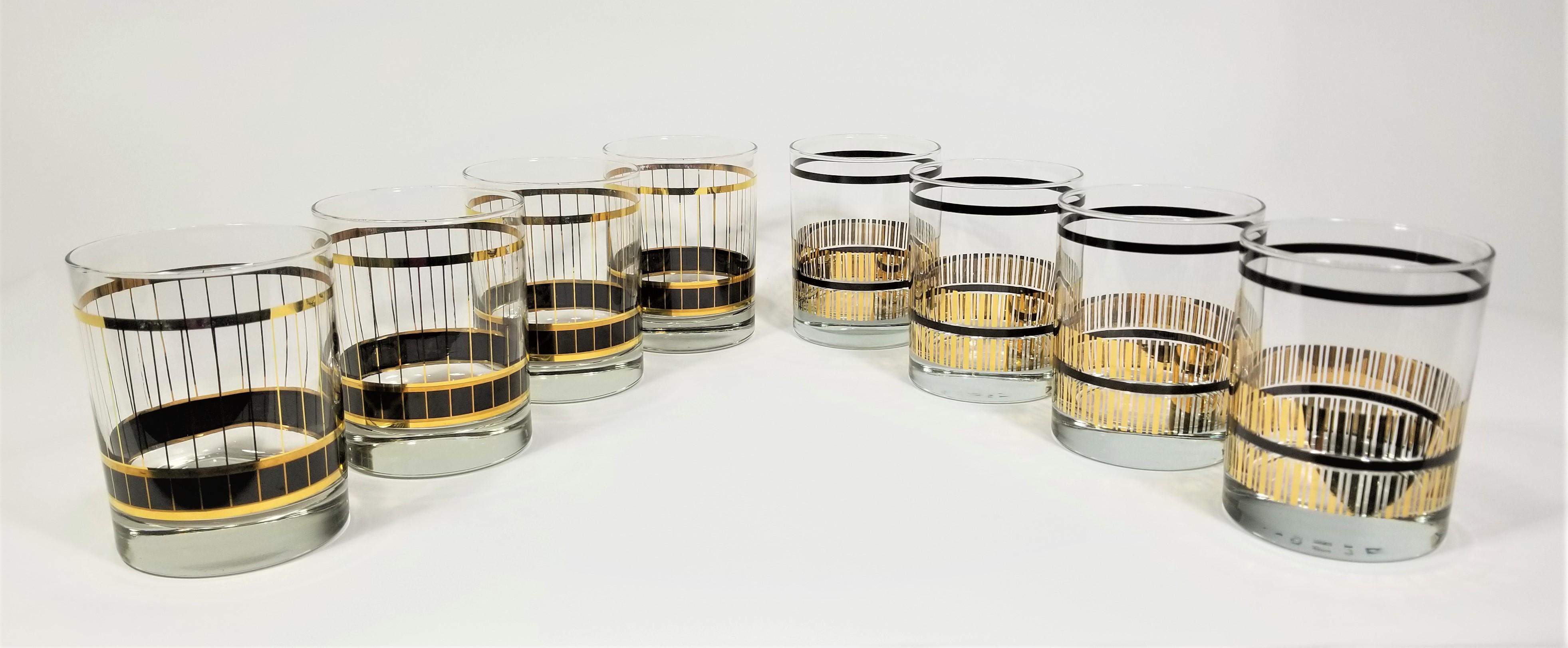 Culver Glassware Barware Black and Gold, 1970s 10