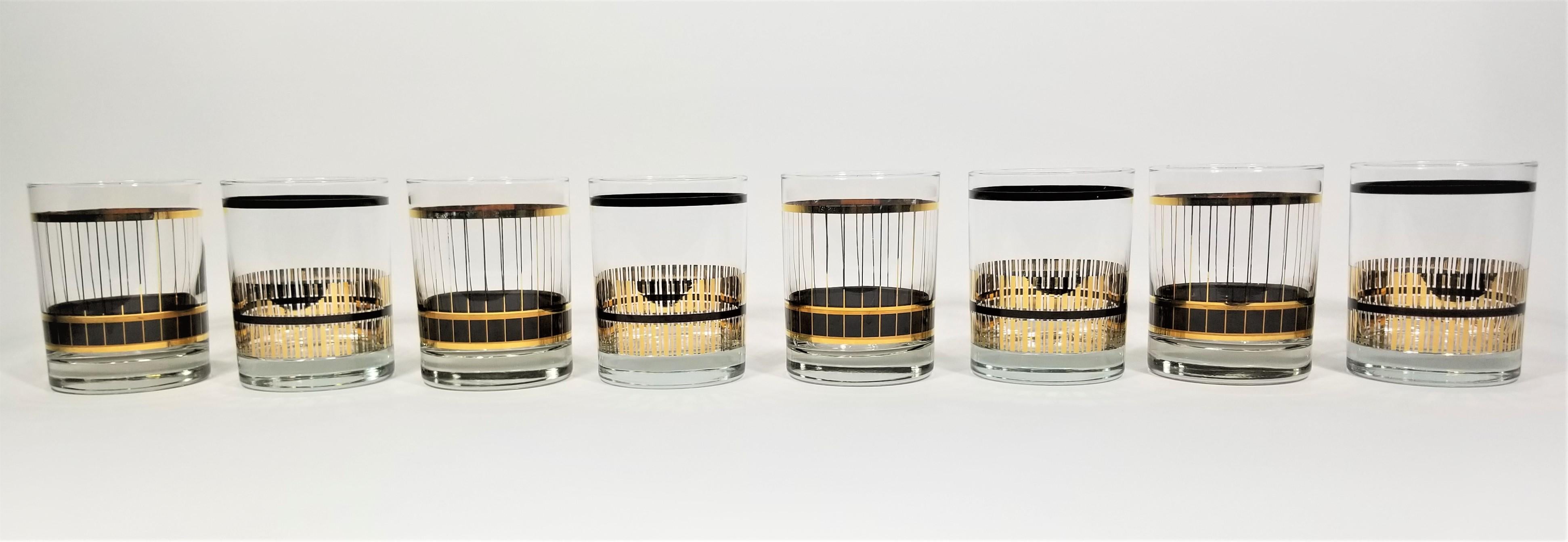 Culver Glassware Barware Black and Gold, 1970s 11
