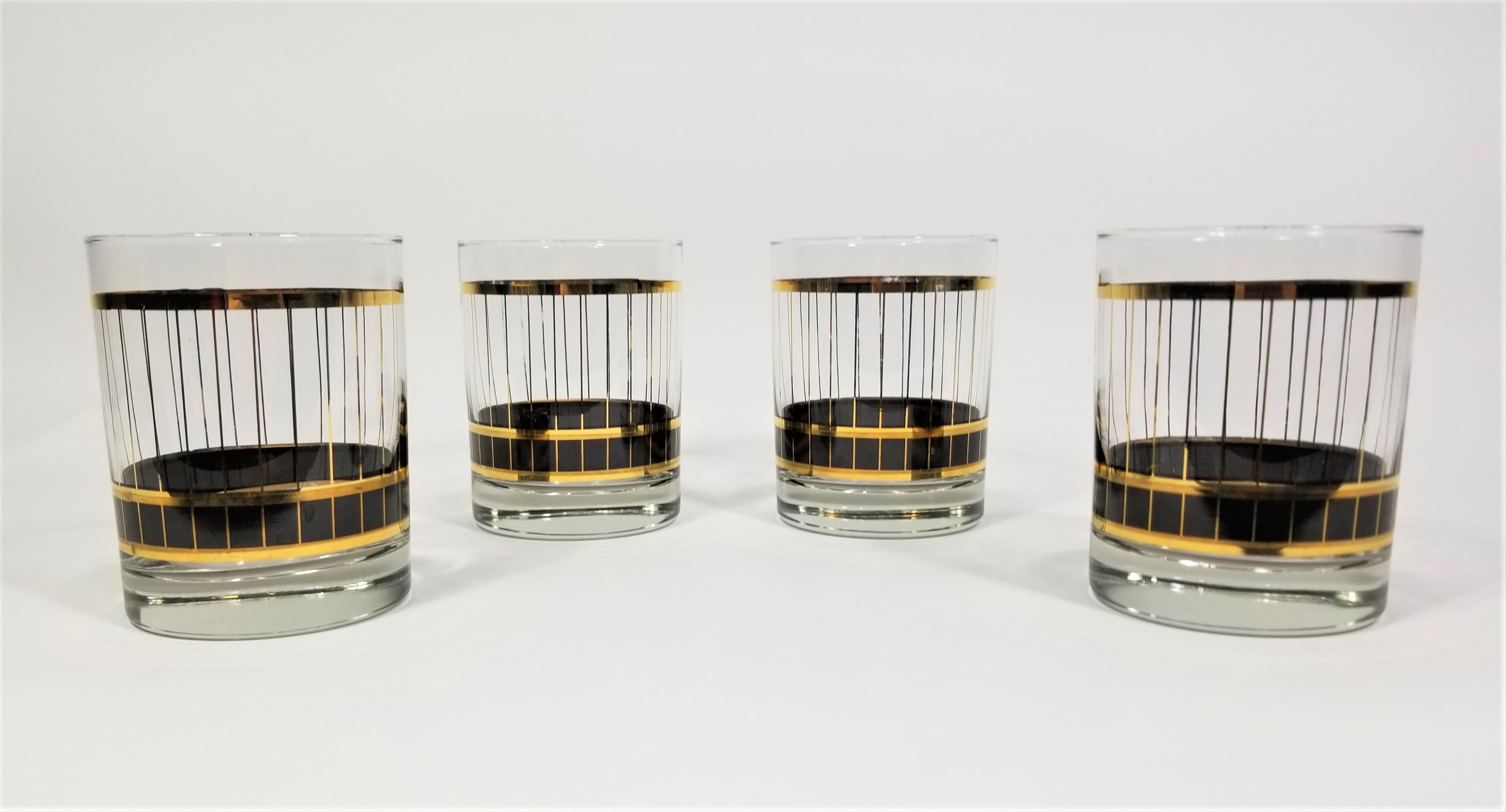 Culver Glassware Barware Black and Gold, 1970s 1
