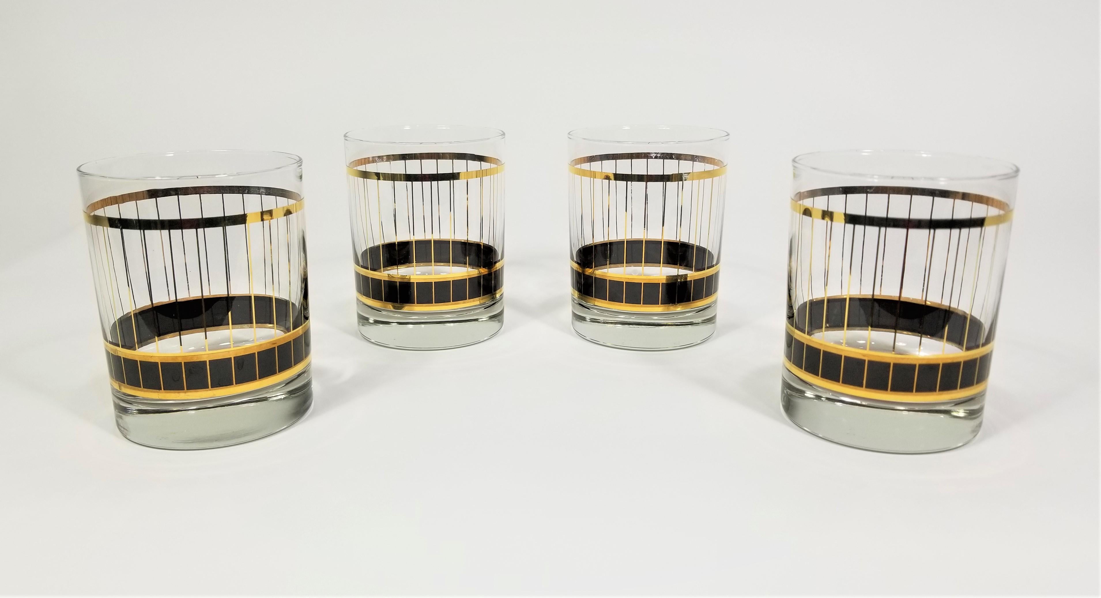 Culver Glassware Barware Black and Gold, 1970s 2