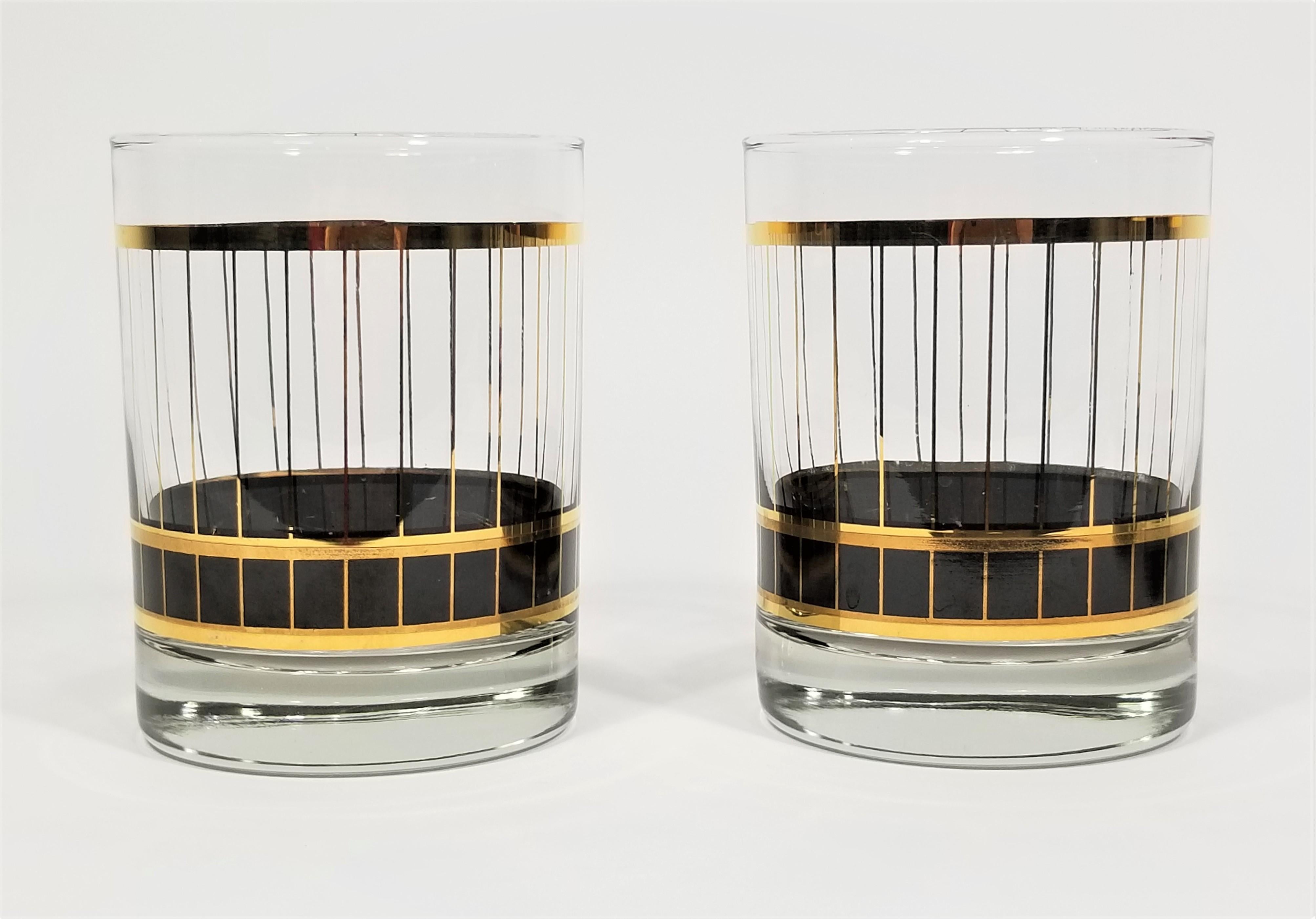 Culver Glassware Barware Black and Gold, 1970s 3