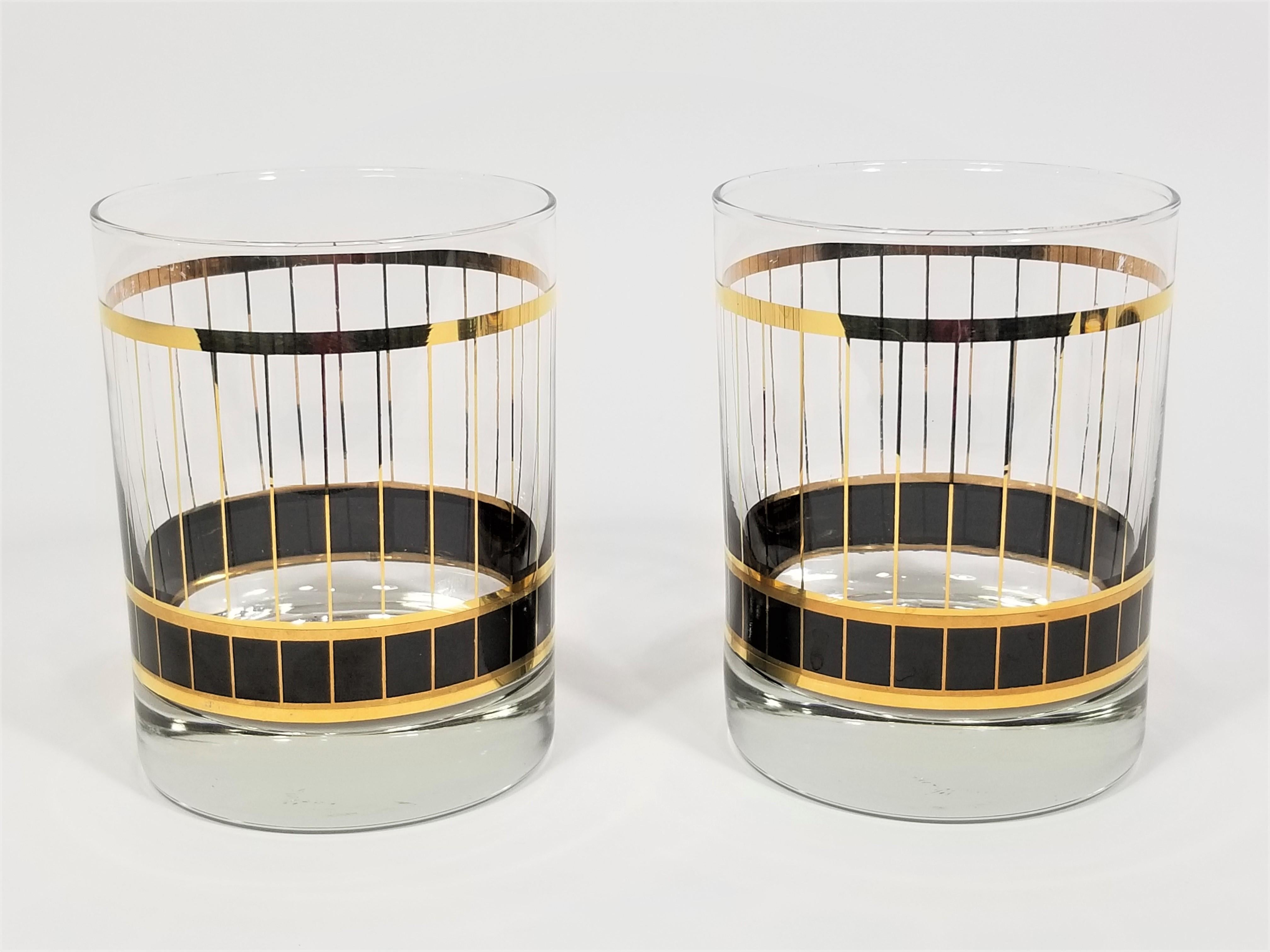 Culver Glassware Barware Black and Gold, 1970s 4