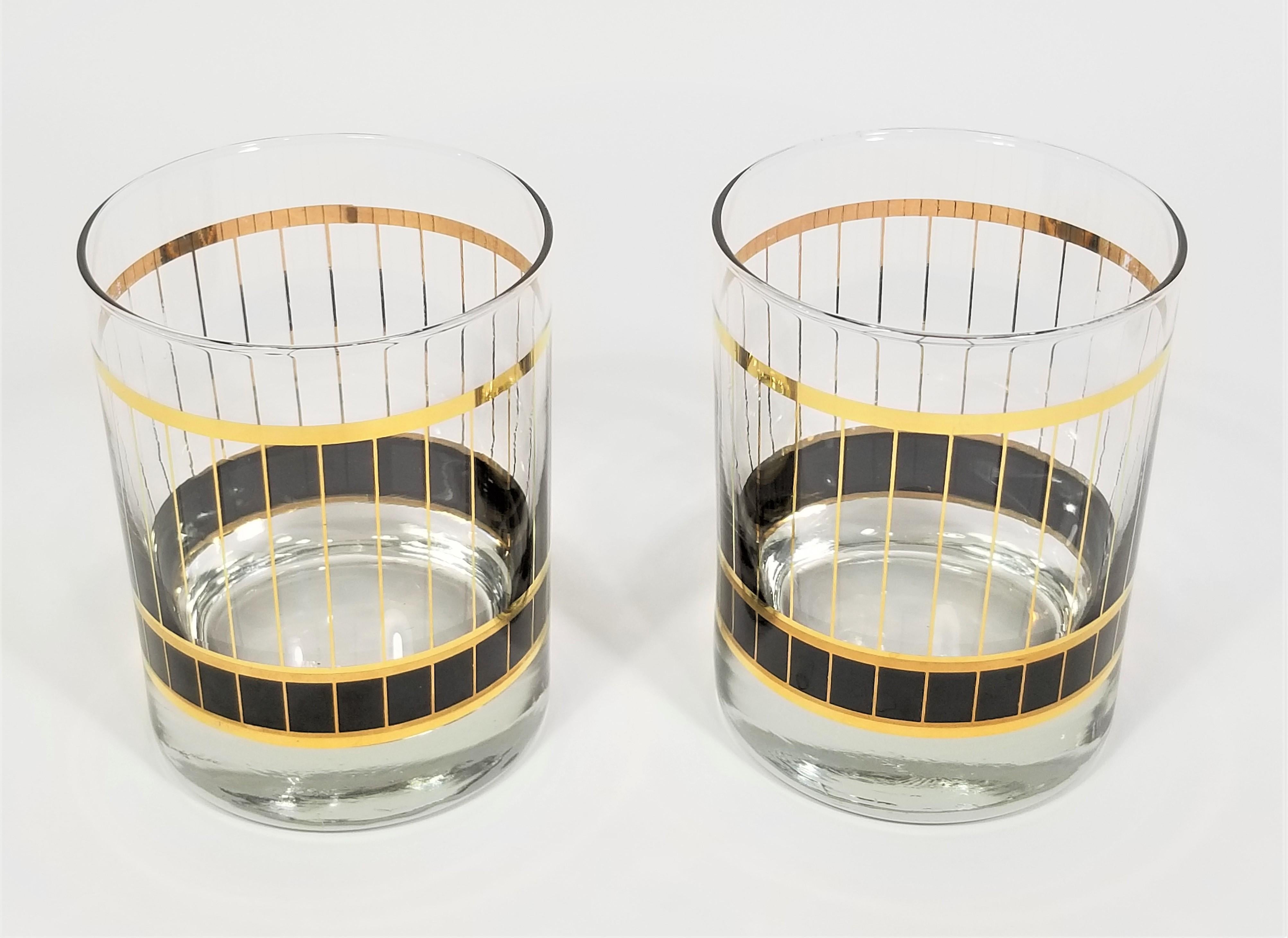 Culver Glassware Barware Black and Gold, 1970s 5
