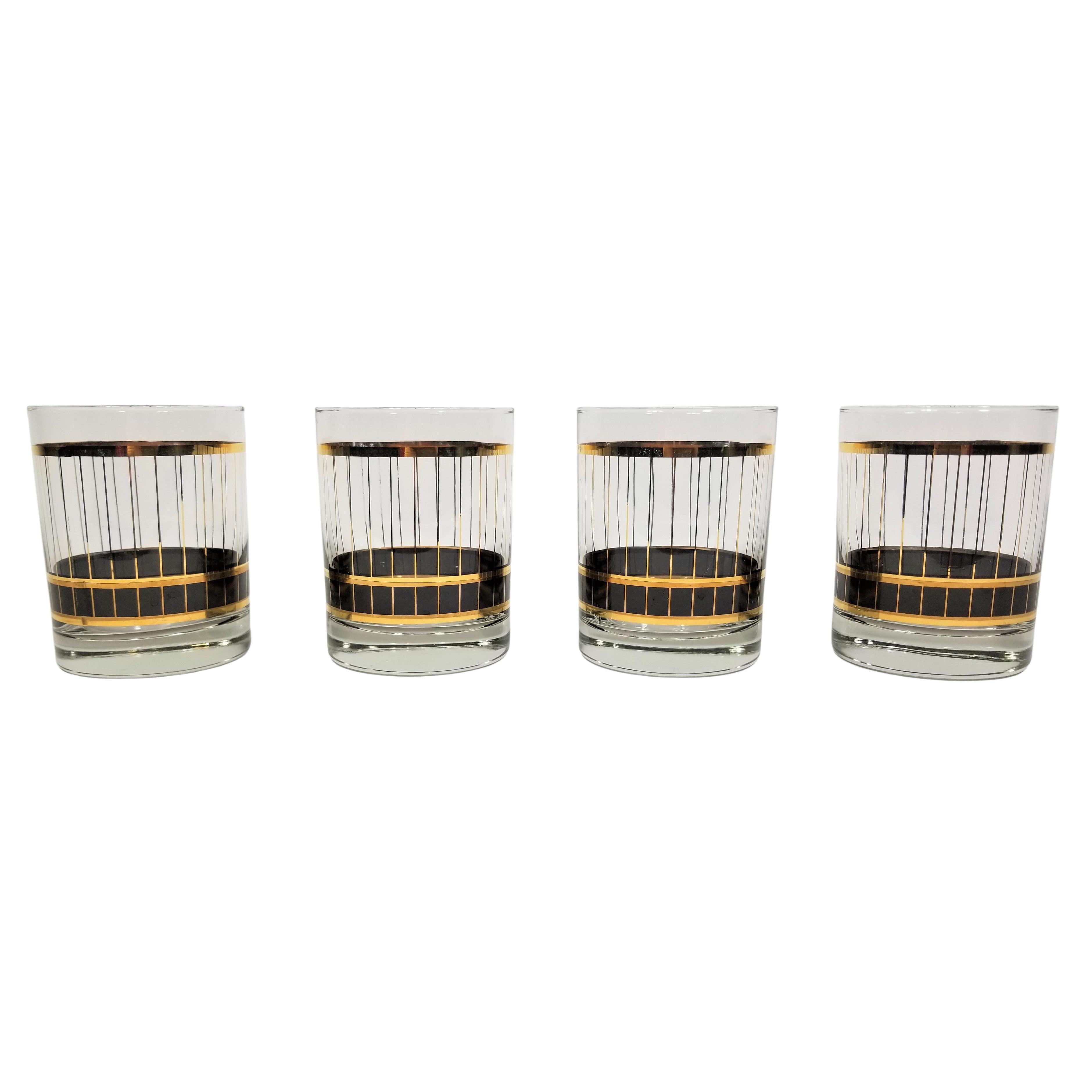 Culver Glassware Barware Black and Gold, 1970s