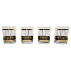 Vintage Culver Glassware Barware Black and Gold, 1970s