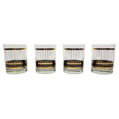 Culver Glassware Barware Black and Gold, 1970s