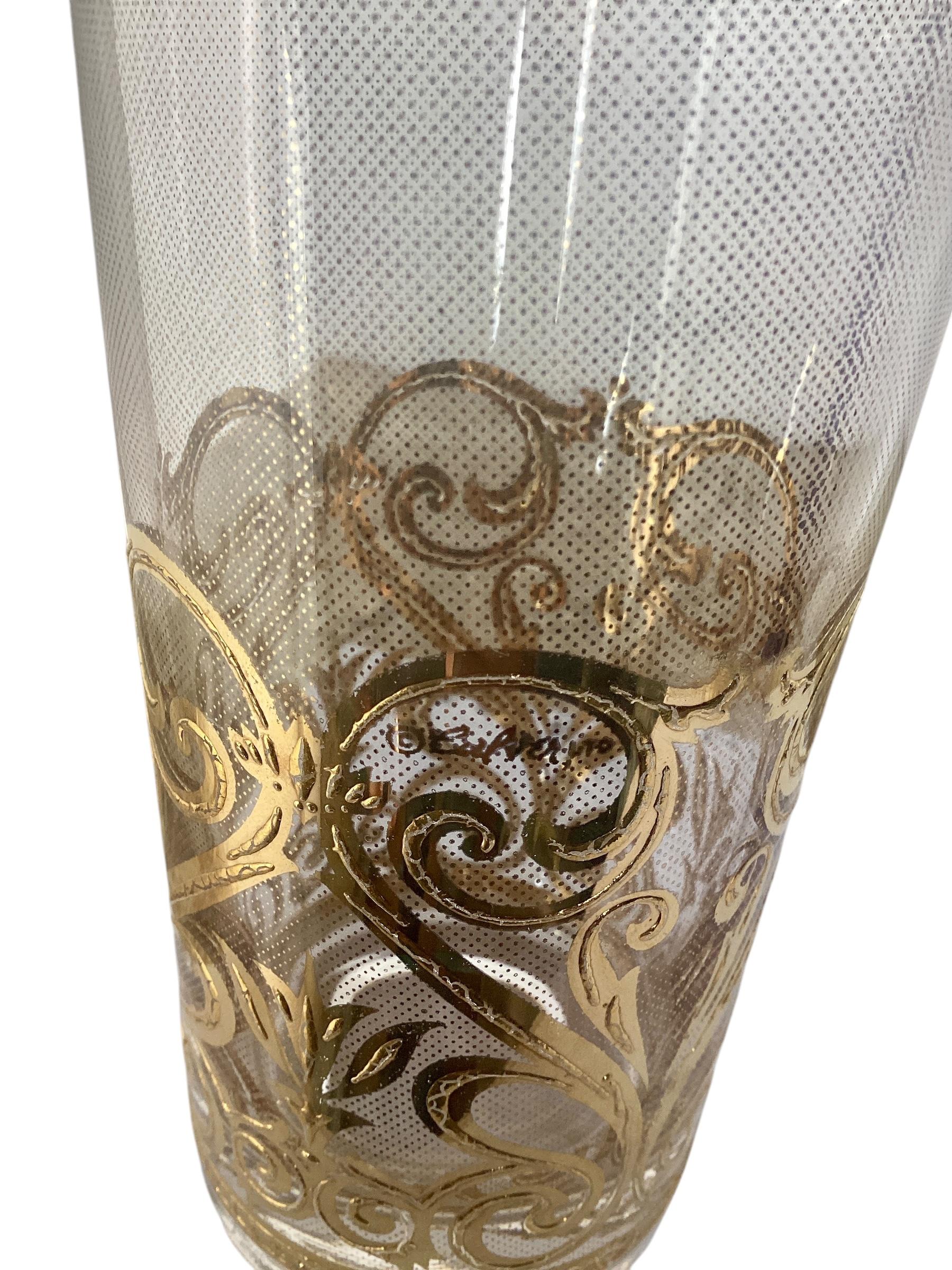 Mid-20th Century Culver Set of 8 Spanish Scroll 22k Highball Glasses For Sale