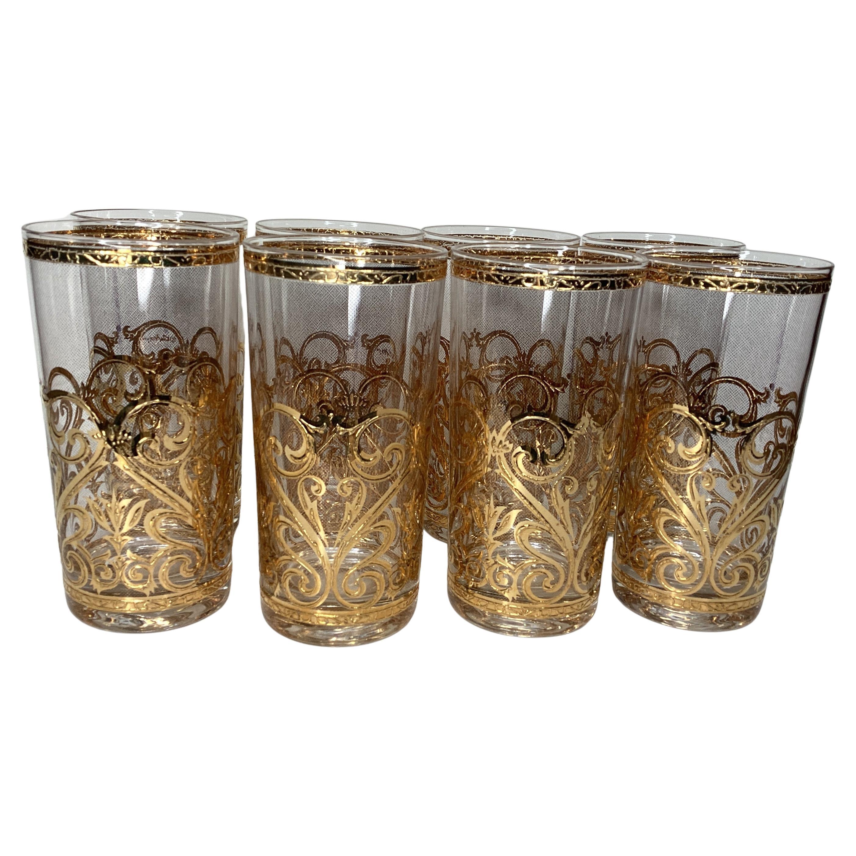 Culver Juego de 8 Vasos Highball Pergamino Español 22k