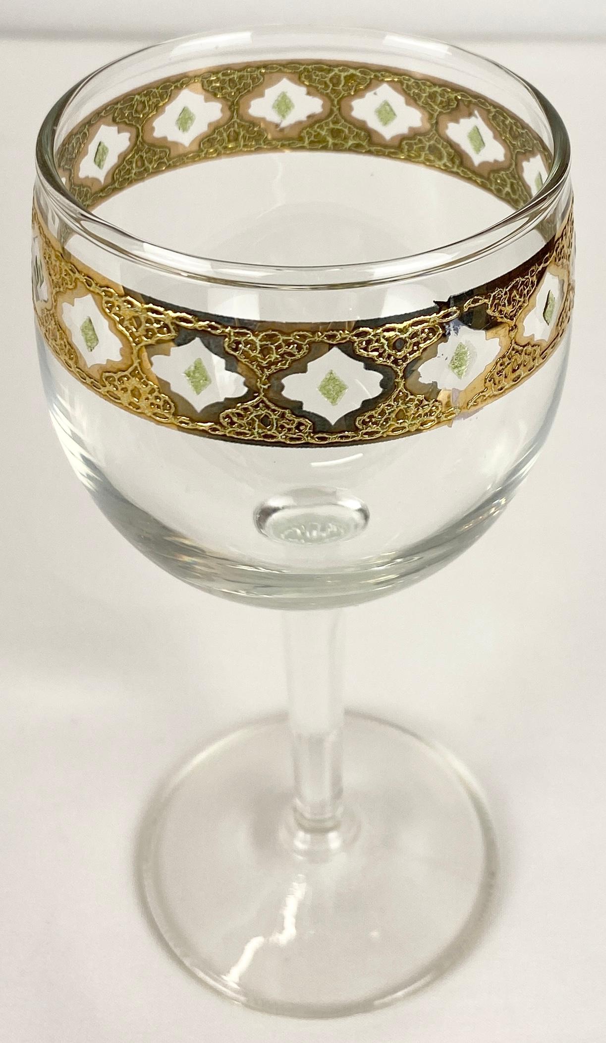 American Culver Tyrol 22k Gold Rim Banding Wine Glasses Set of 8