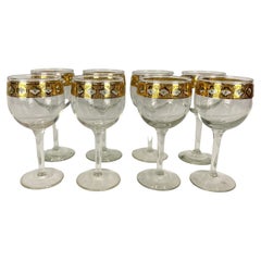 Culver Tyrol 22k Gold Rim Banding Wine Glasses Set of 8