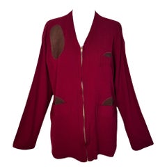 Raro jersey de caza rojo para hombre de Cumberland con parches de ante, años 50