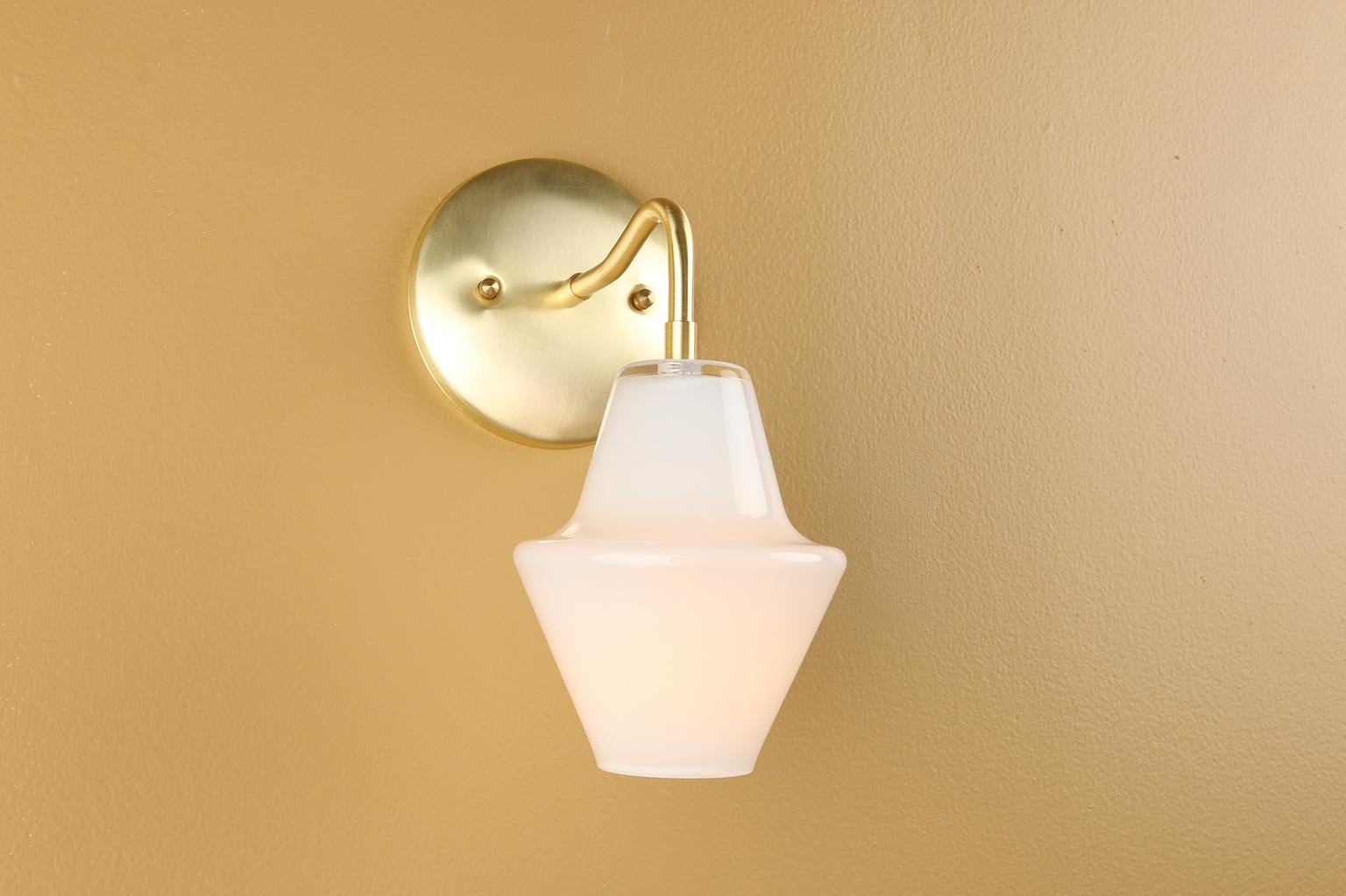 Mid-Century Modern Cumberland Sconce, Handmade Contemporary Glass Sconce by Studio Dunn For Sale
