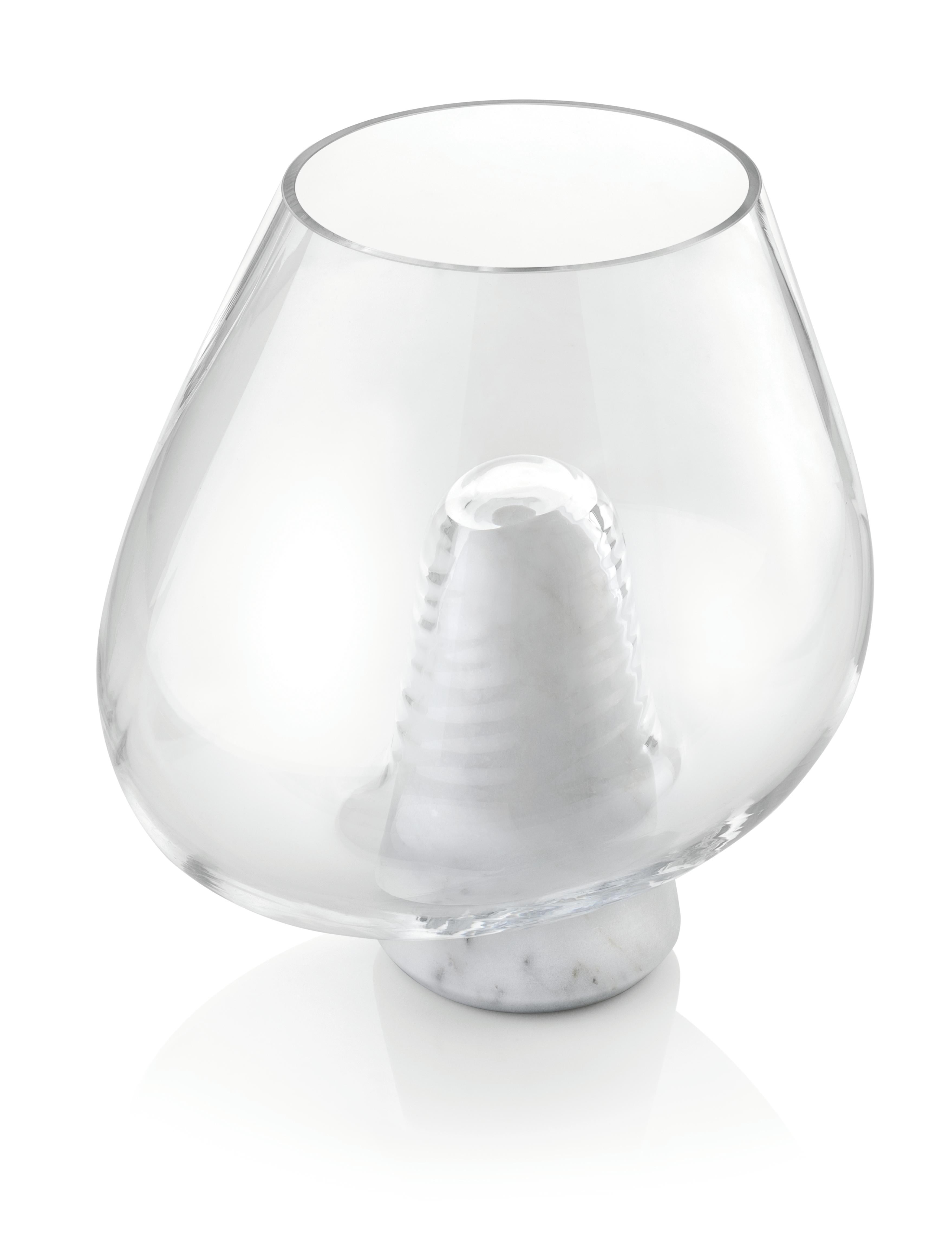 Cumuli, Contemporary Centerpiece in Marble and Glass For Sale 1