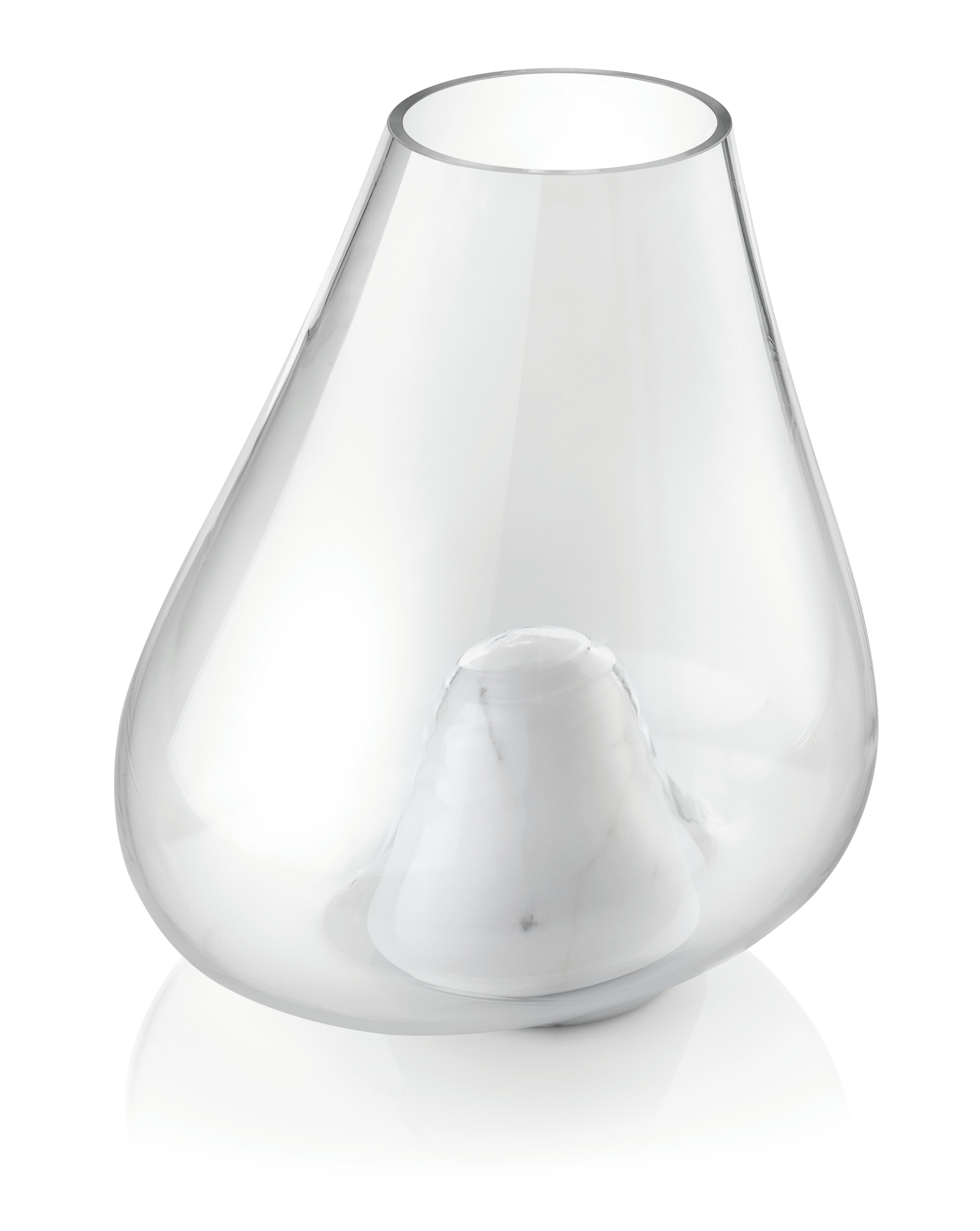 Cumuli, Contemporary Centerpiece in Marble and Glass For Sale 2
