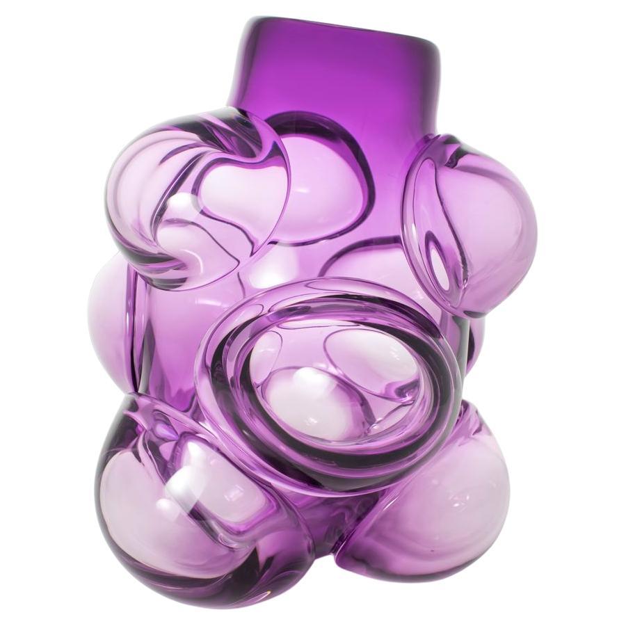 Cumulo Amethyst Barrel Vase, Hand Blown Glass - Made to Order For Sale