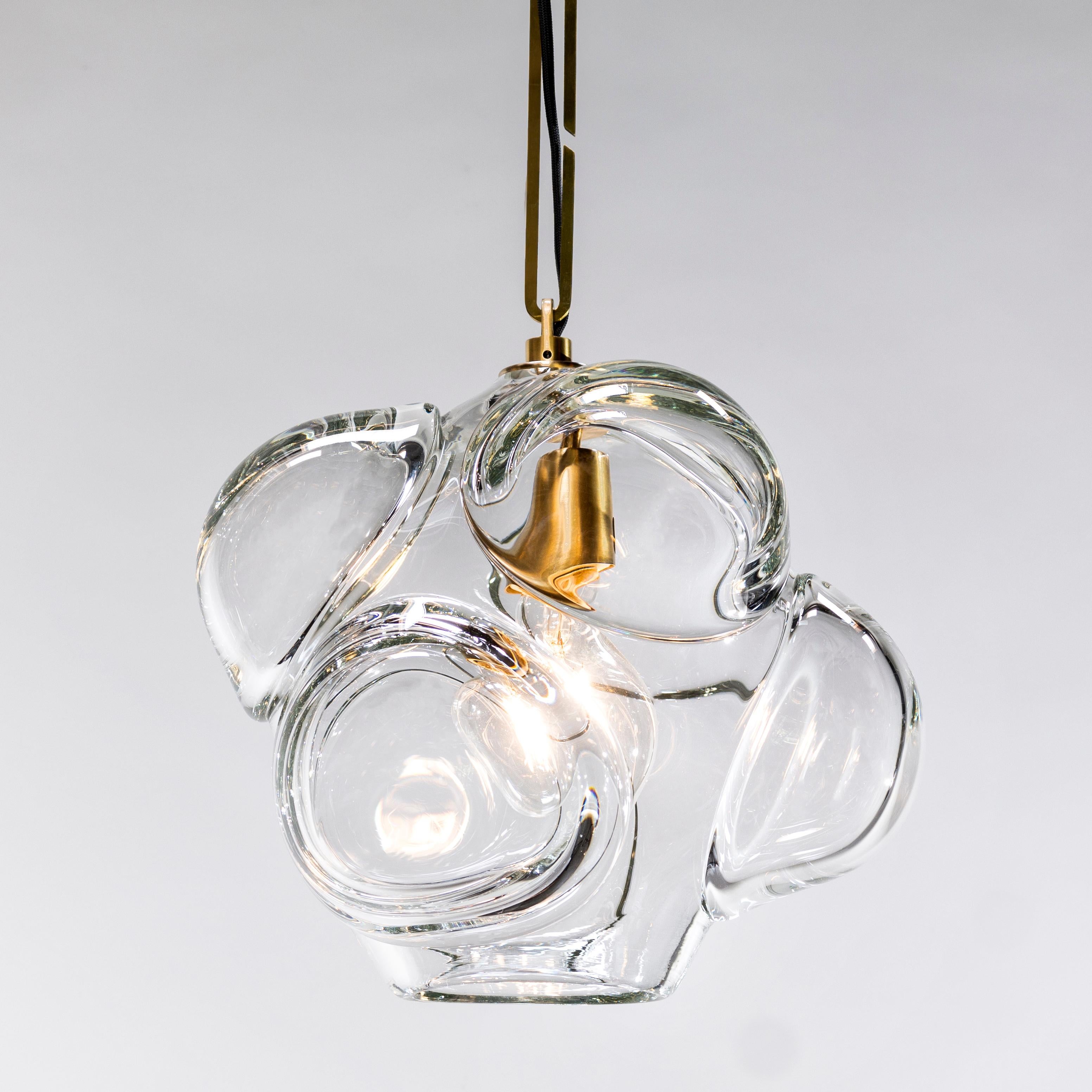 Mid-Century Modern Cumulo Clear, Pendant Light, Hand Blown Glass - Made to Order For Sale