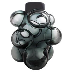 Cumulo Grey Barrel Vase, Hand Blown Glass - Made to Order