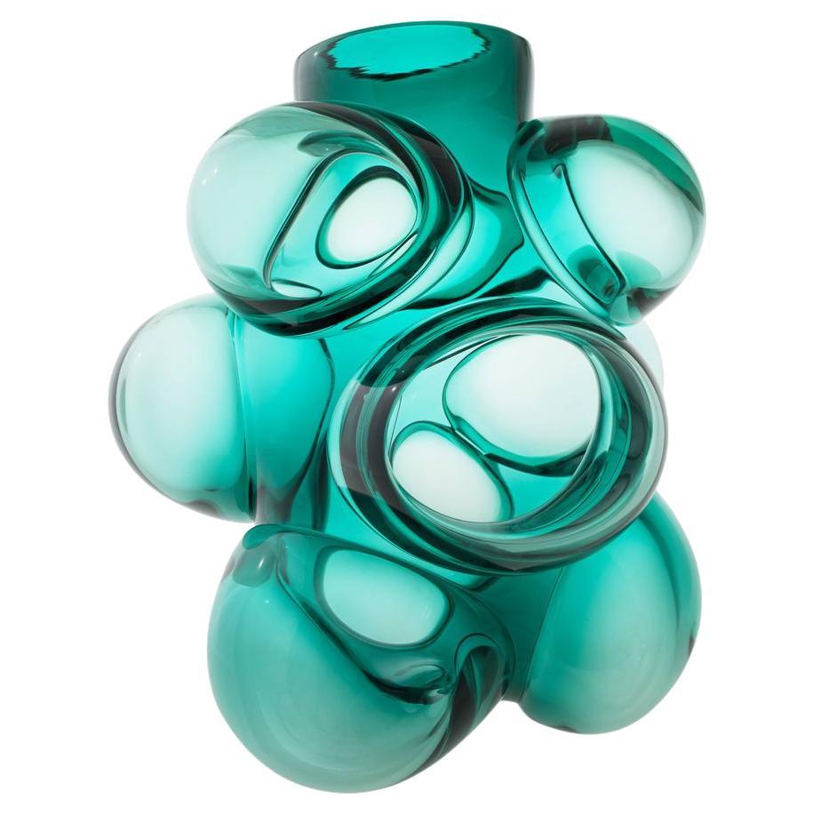 Vase baril Cumulo Jade, verre soufflé à la main - fabriqué sur commande