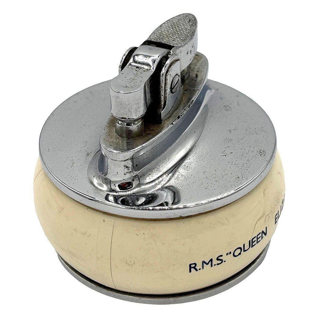 Mid-20th Century Cunard Line R.M.S Queen Elizabeth English Enameled Table Lighter, England