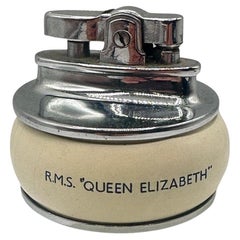 Cunard Line R.M.S Queen Elizabeth English Enameled Table Lighter, England
