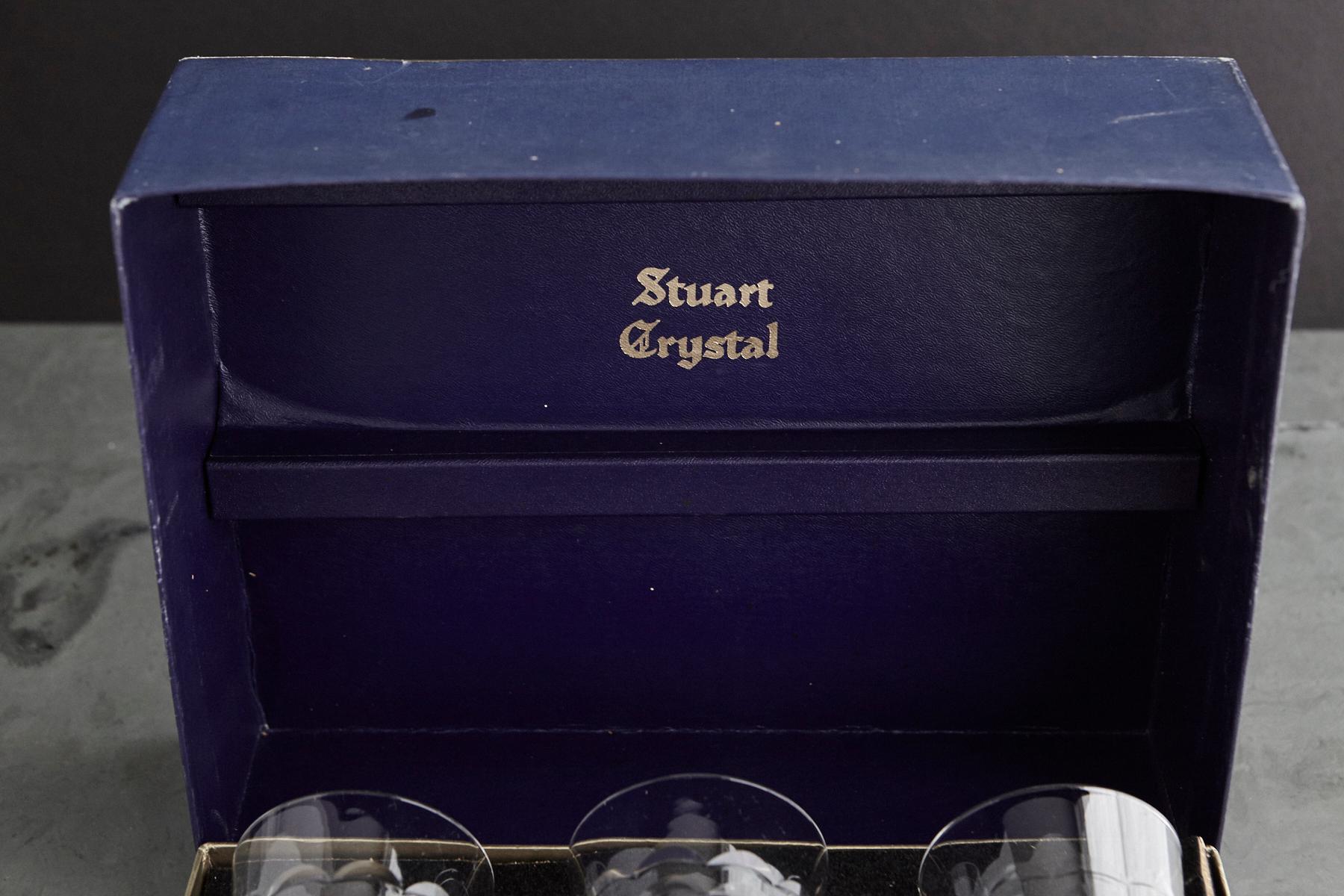 Cunard Line RMS Queen Elizabeth, Stuart Crystal Set of 6 Tumblers in Box, 1940s 4