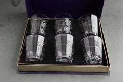 Cunard Line RMS Queen Elizabeth, Stuart Crystal Set of 6 Tumblers in Box, 1940s