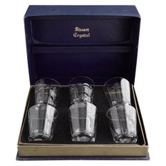 Cunard Line RMS Queen Elizabeth, Stuart Crystal Set of 6 Tumblers in Box, 1940s