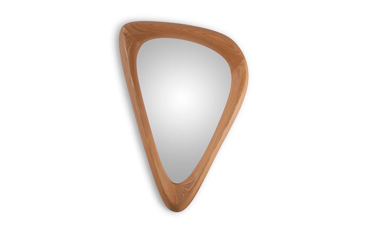 Contemporary Cuneate wall Mirror, Ebony stain, Ash Wood by Amorph For Sale