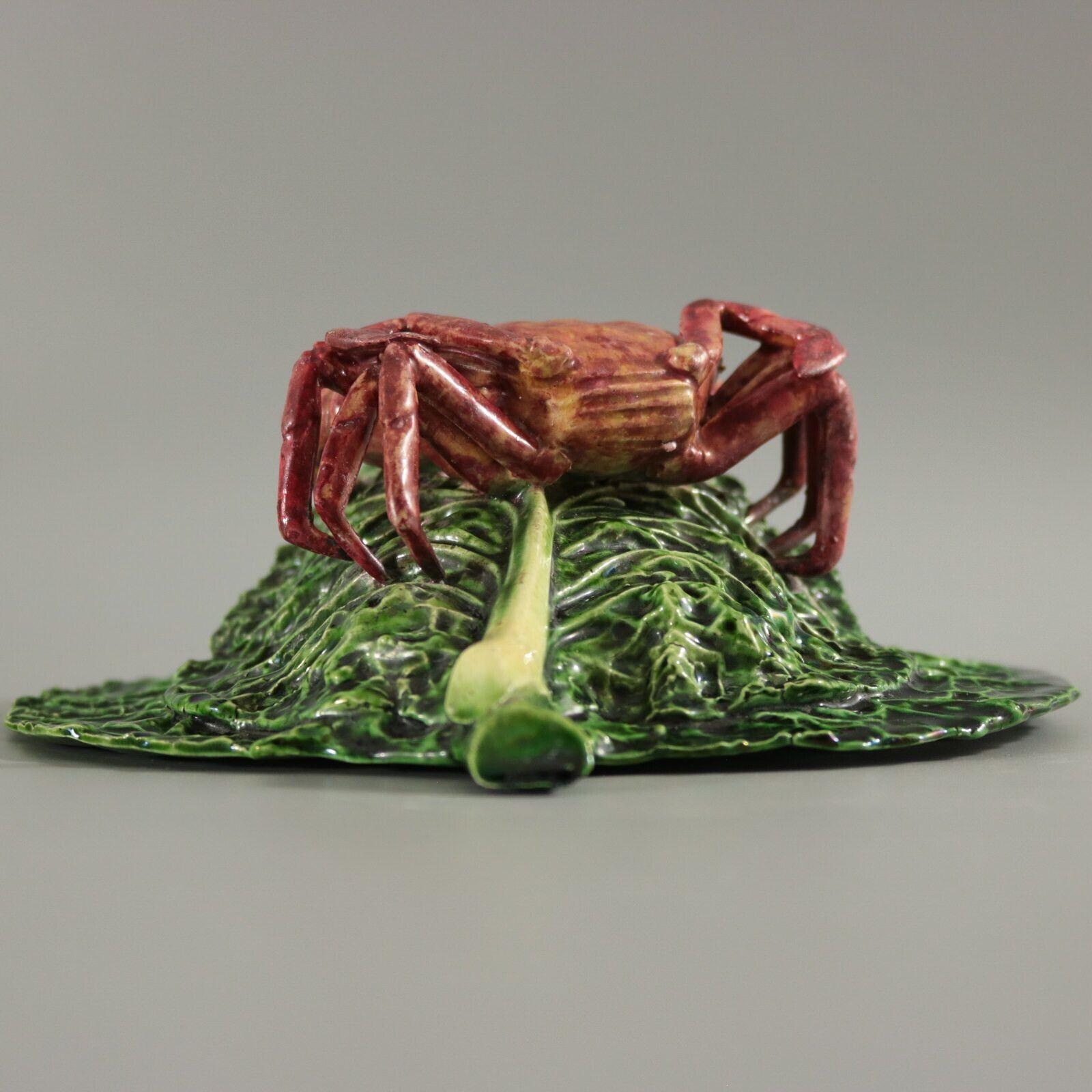 Late 19th Century Cunha Palissy Majolica Crab Wallpocket For Sale