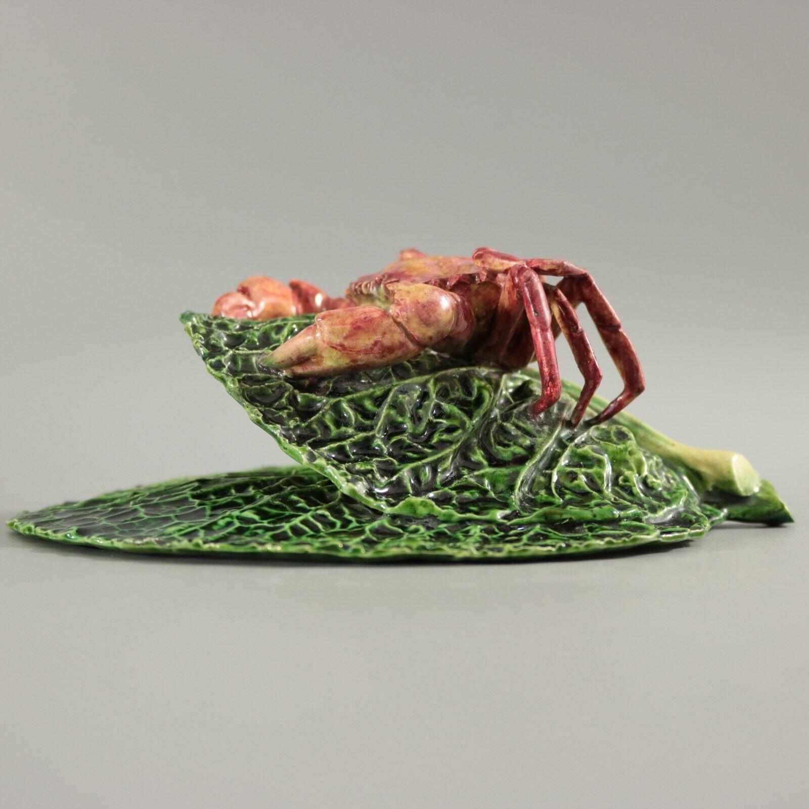 Cunha Palissy Majolica Crab Wallpocket For Sale 1