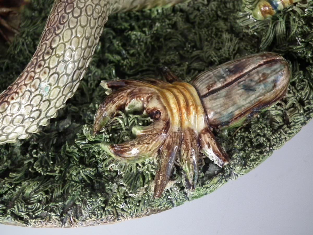 Cunha Palissy Majolica Lizard, Snake and Insect Plate 4