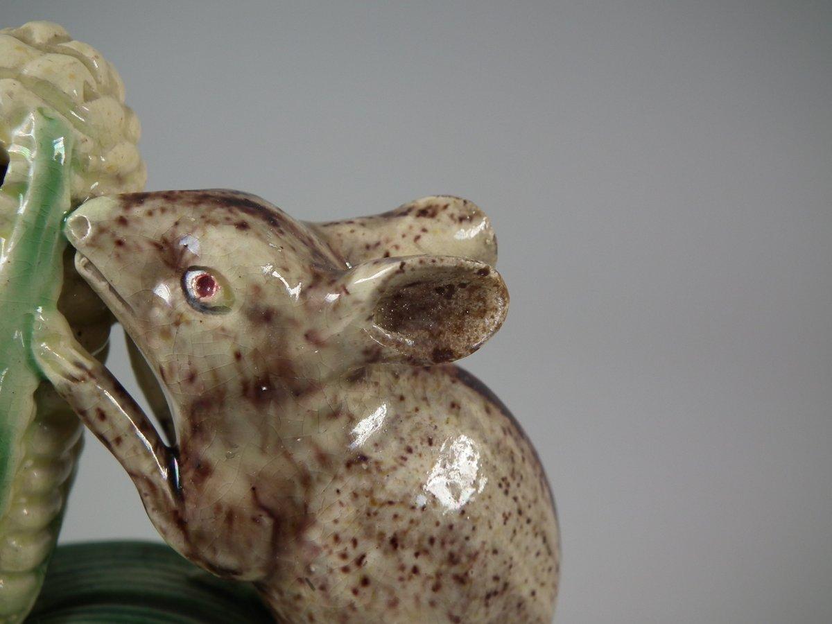 Cunha Palissy Majolica Mouse and Corn Toothpick Holder 11