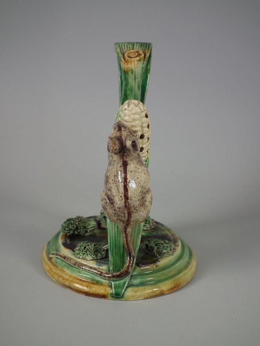Other Cunha Palissy Majolica Mouse and Corn Toothpick Holder