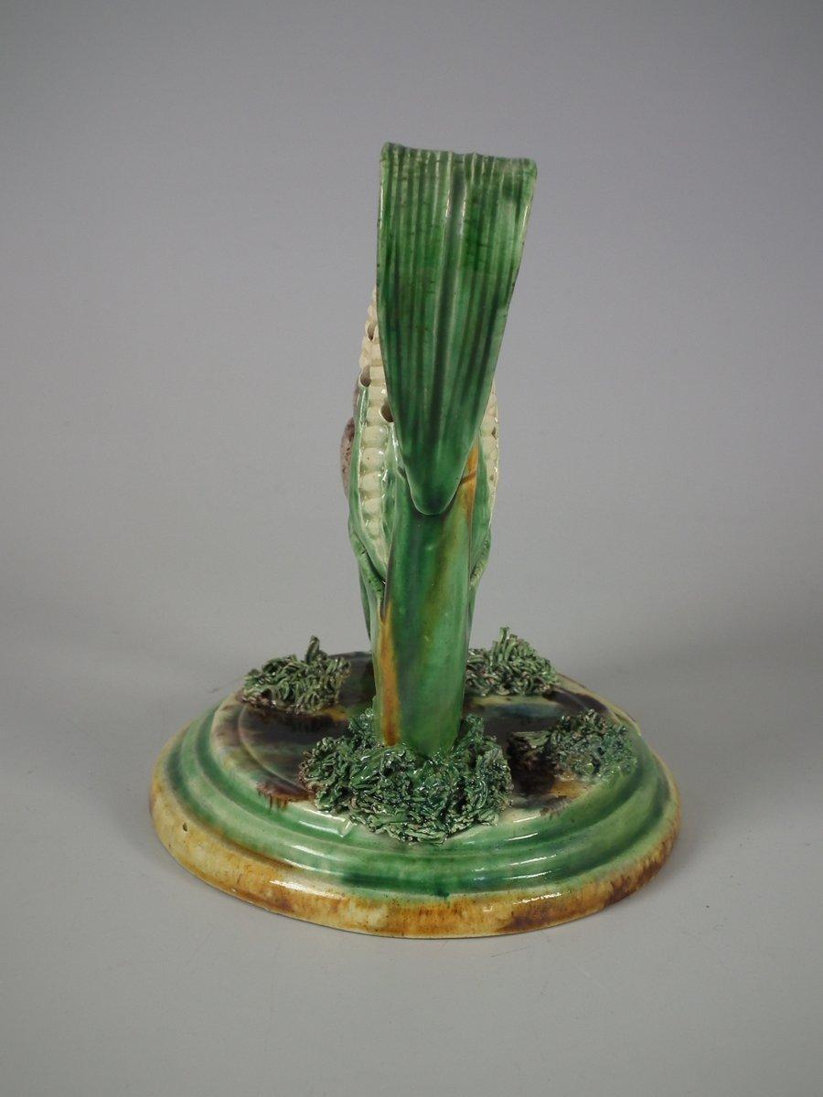 Cunha Palissy Majolica Mouse and Corn Toothpick Holder In Good Condition In Chelmsford, Essex