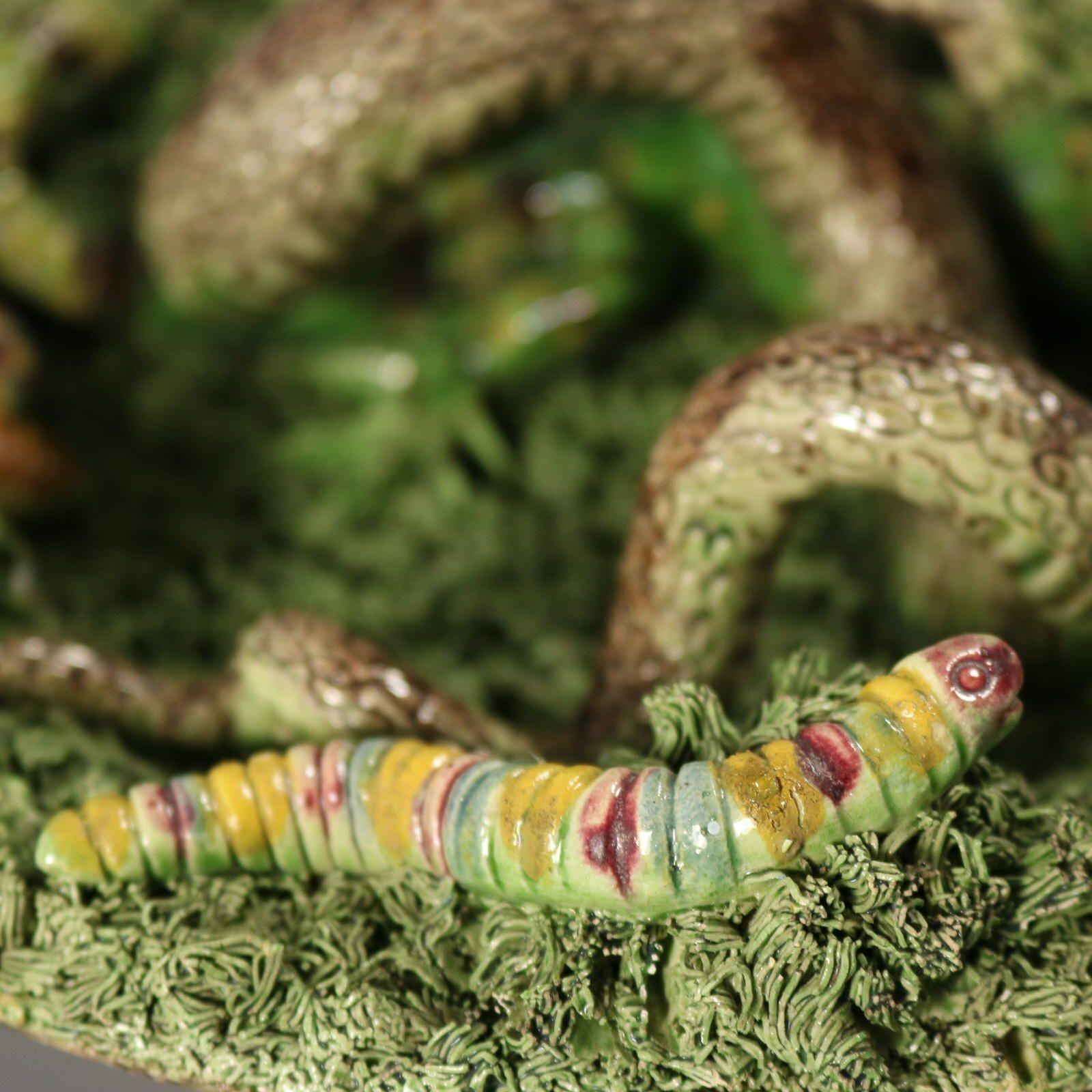 Cunha Palissy Majolica Snake and Lizard Wall Plate en vente 4