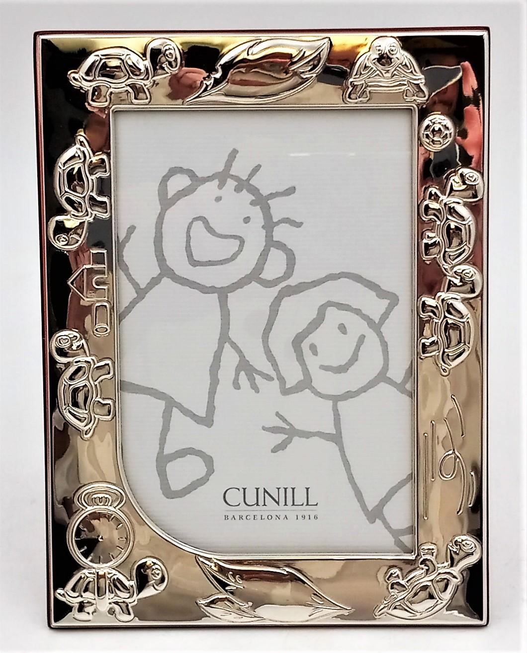 Spanish Cunill Sterling Silver Child Turtle Picture Frame, New In Box For Sale