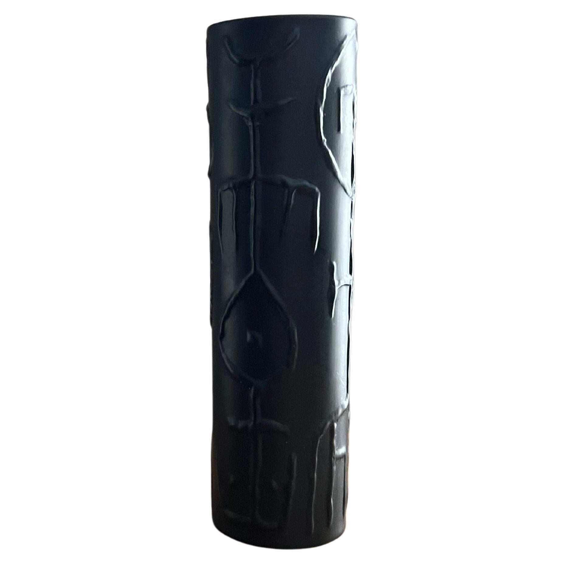 Vase Cuno Fischer noir mat et abstrait Glyphs Rosenthal Studio Line en vente