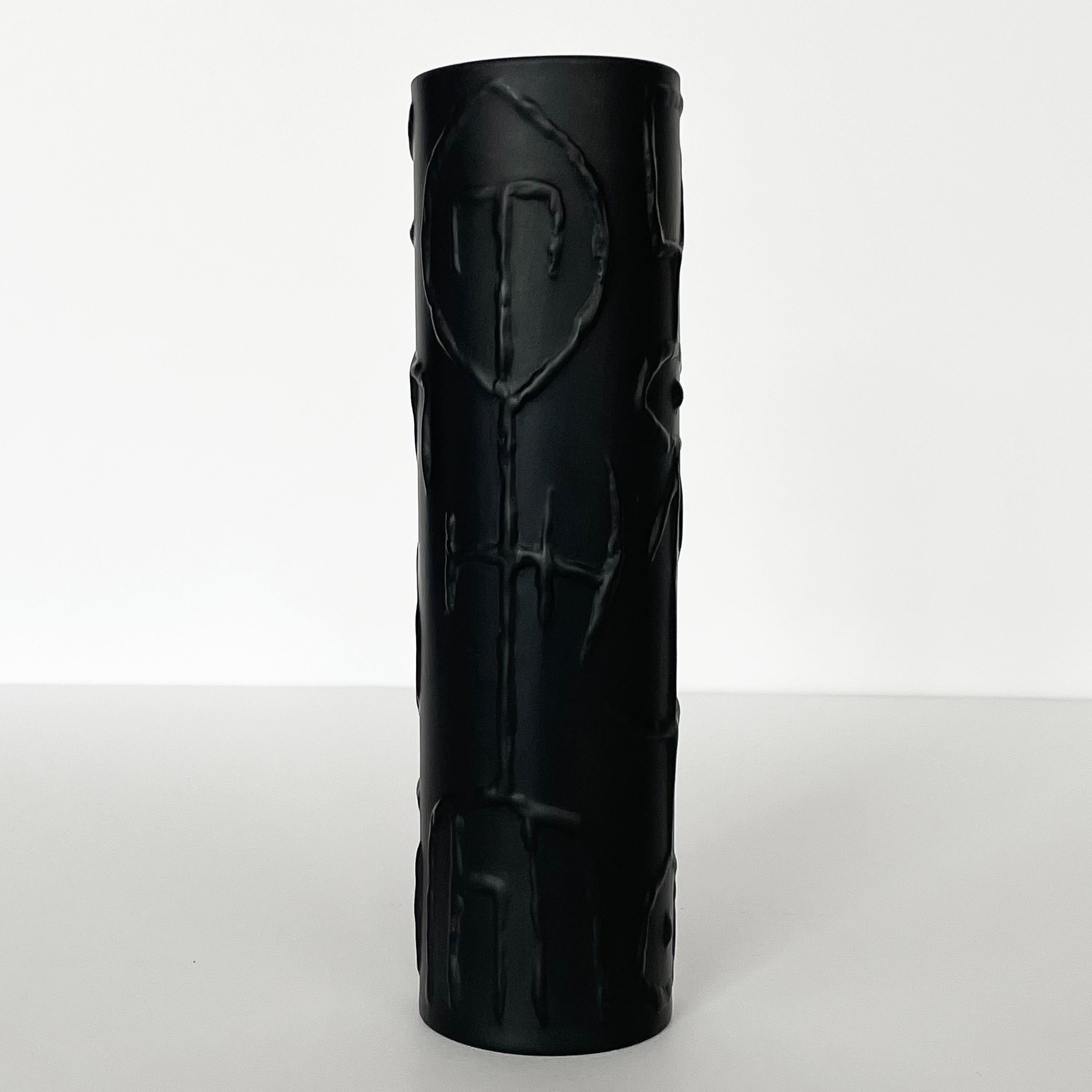 German Cuno Fischer Black Matte Vase for Rosenthal