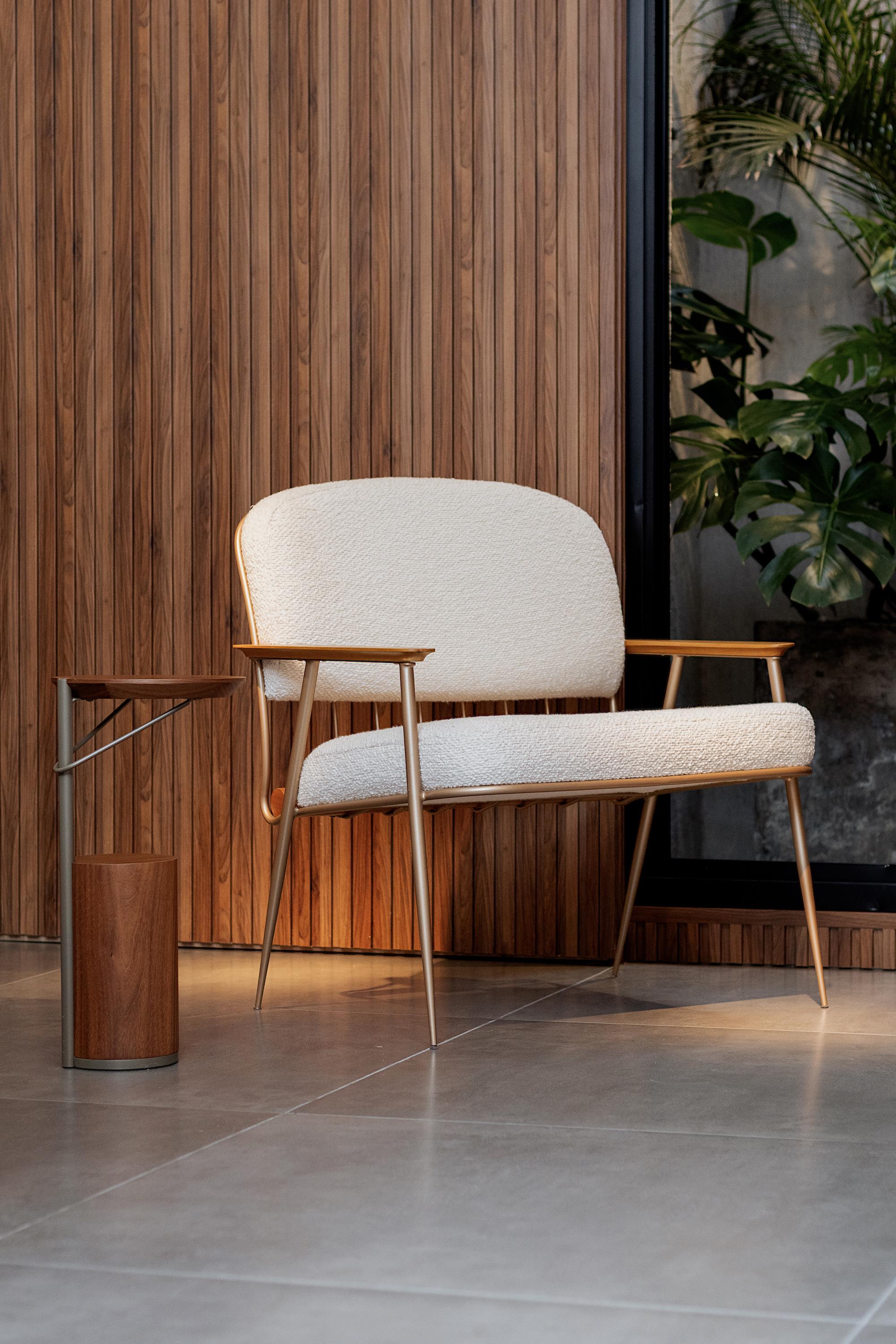 Sessel „Cuore“ aus Kohlenstoffstahl, gepolstert mit Schafsleder und Holzdetails im Angebot 3