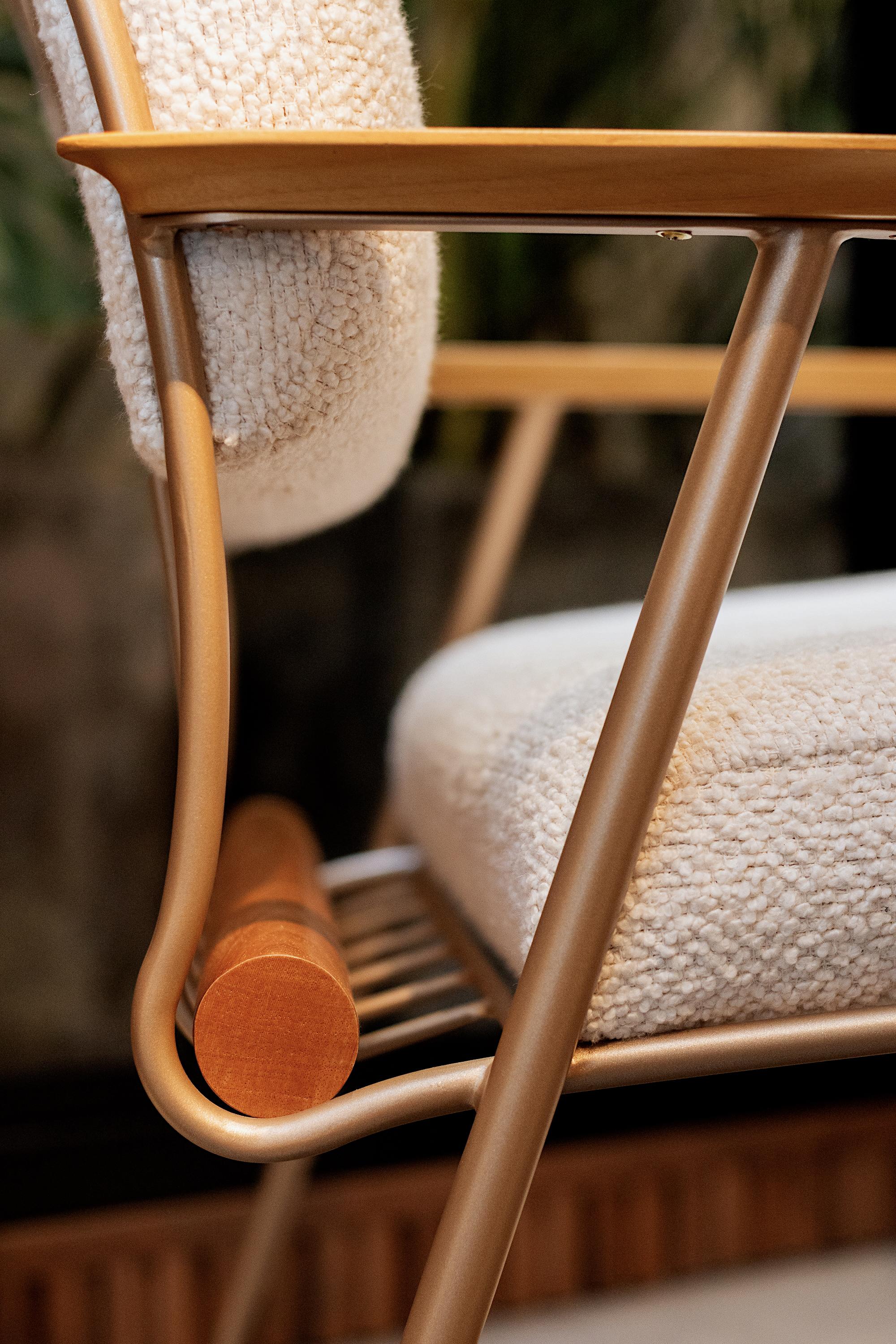 Sessel „Cuore“ aus Kohlenstoffstahl, gepolstert mit Schafsleder und Holzdetails im Angebot 4