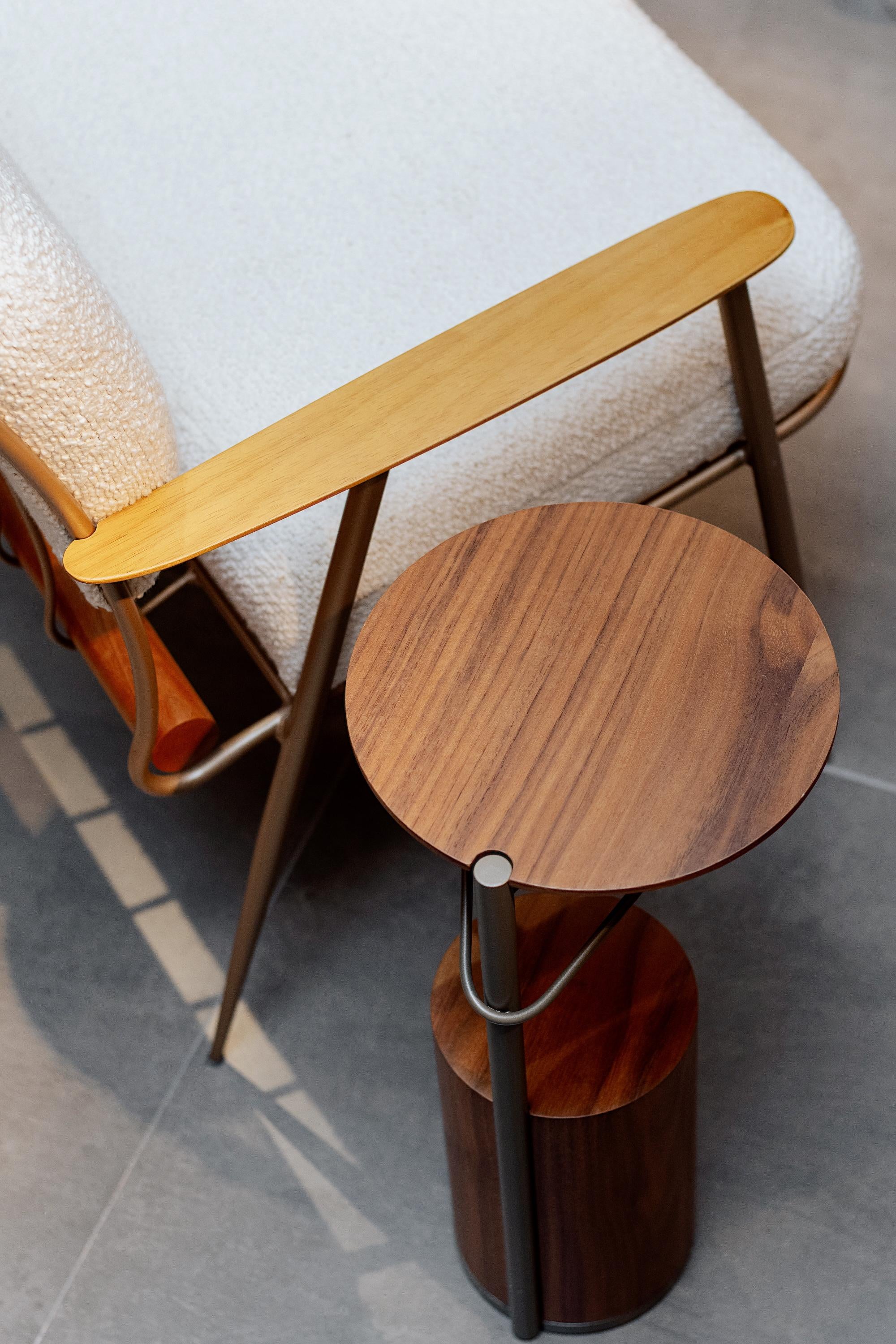 Sessel „Cuore“ aus Kohlenstoffstahl, gepolstert mit Schafsleder und Holzdetails im Angebot 6