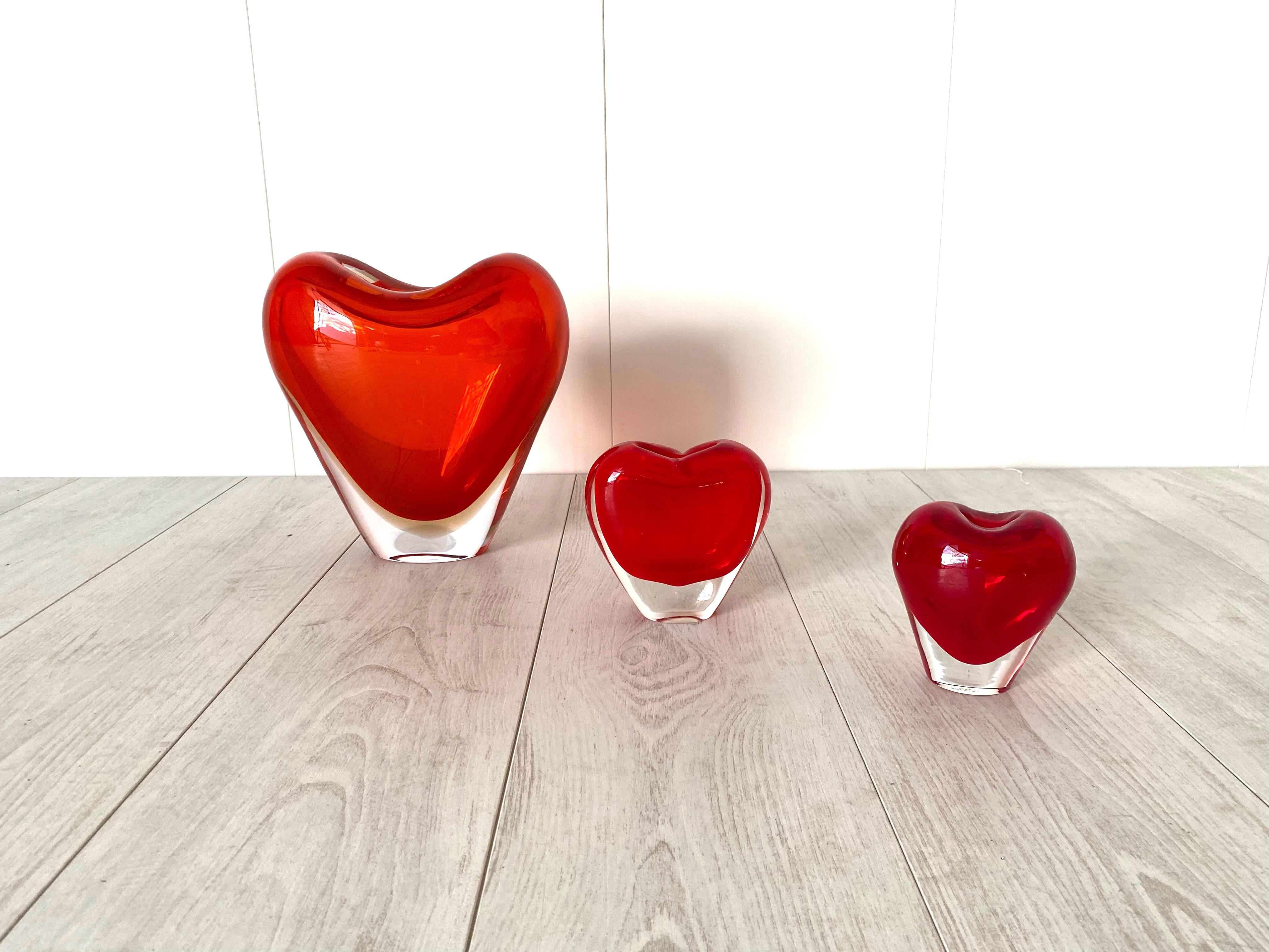 Cuore & Cuoricino Heart Vases by Maria Christina Hamel for Salviati, 1990s For Sale 3
