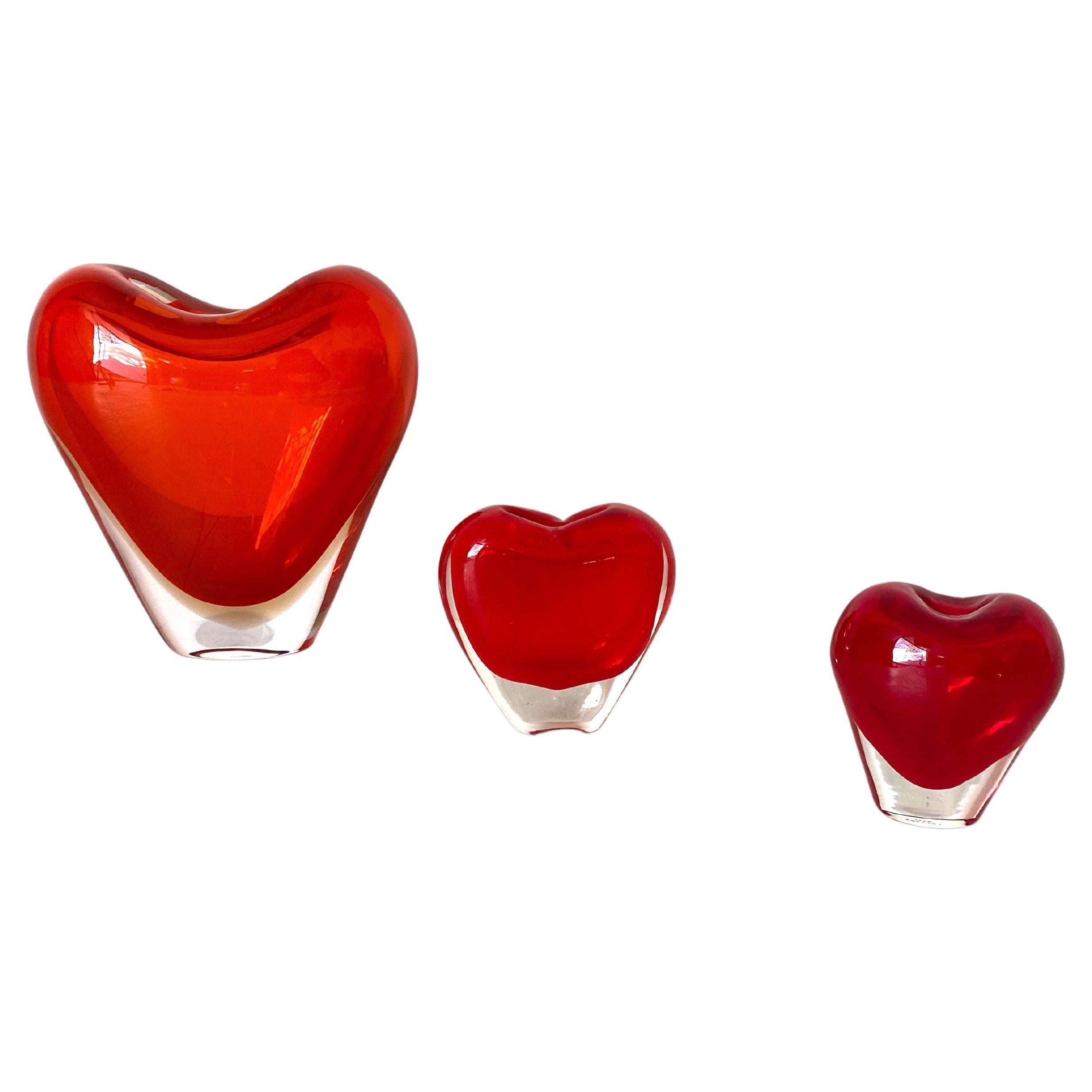 Cuore & Cuoricino Heart Vases by Maria Christina Hamel for Salviati, 1990s For Sale