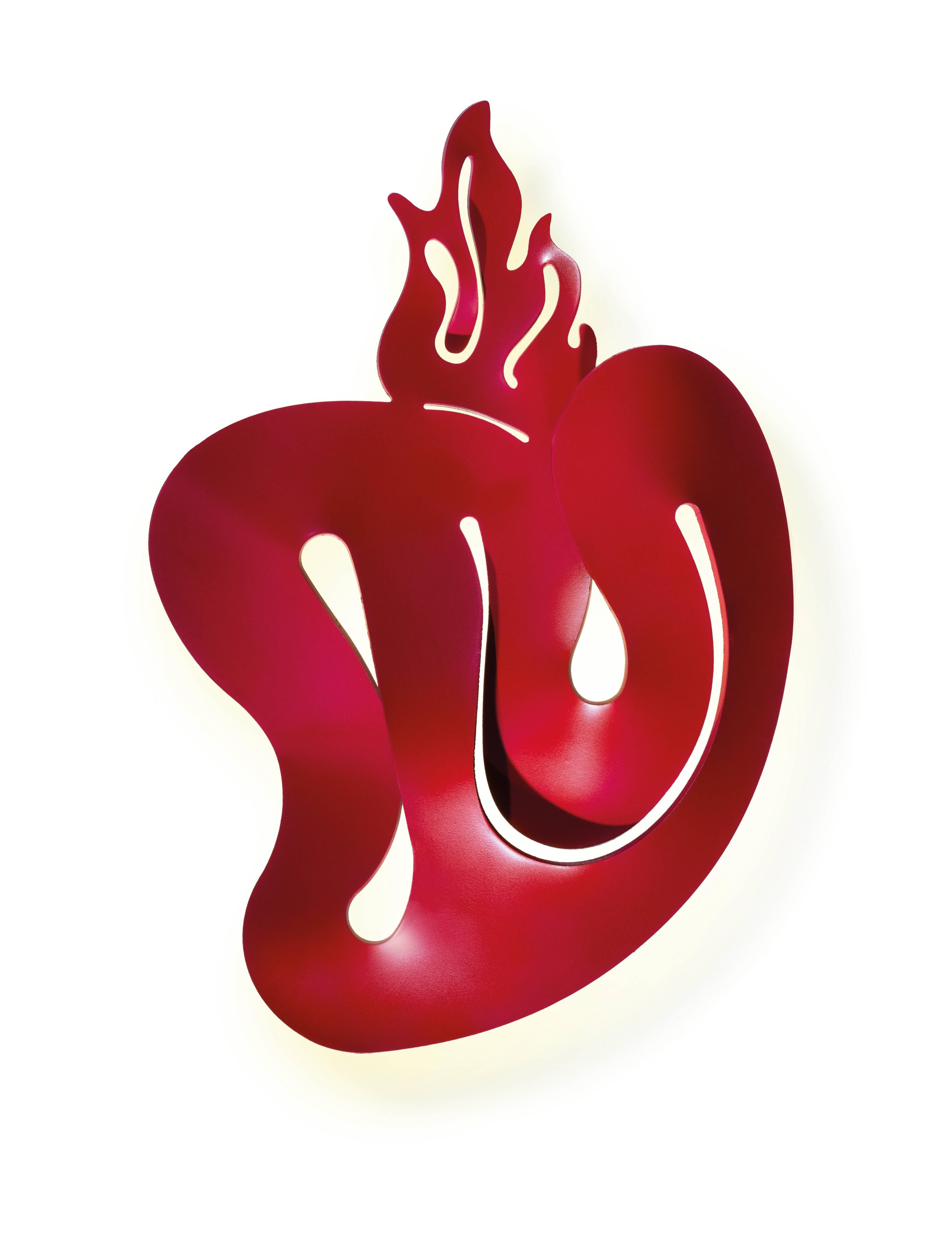 A burning heart in deep red, Cuore symbolises faithfulness, devotion and passion. Part of the Illuminati collection; in perfect contemporary style, Coates reinterprets ancestral symbols to create a collection of wall-mounted lamps for the most