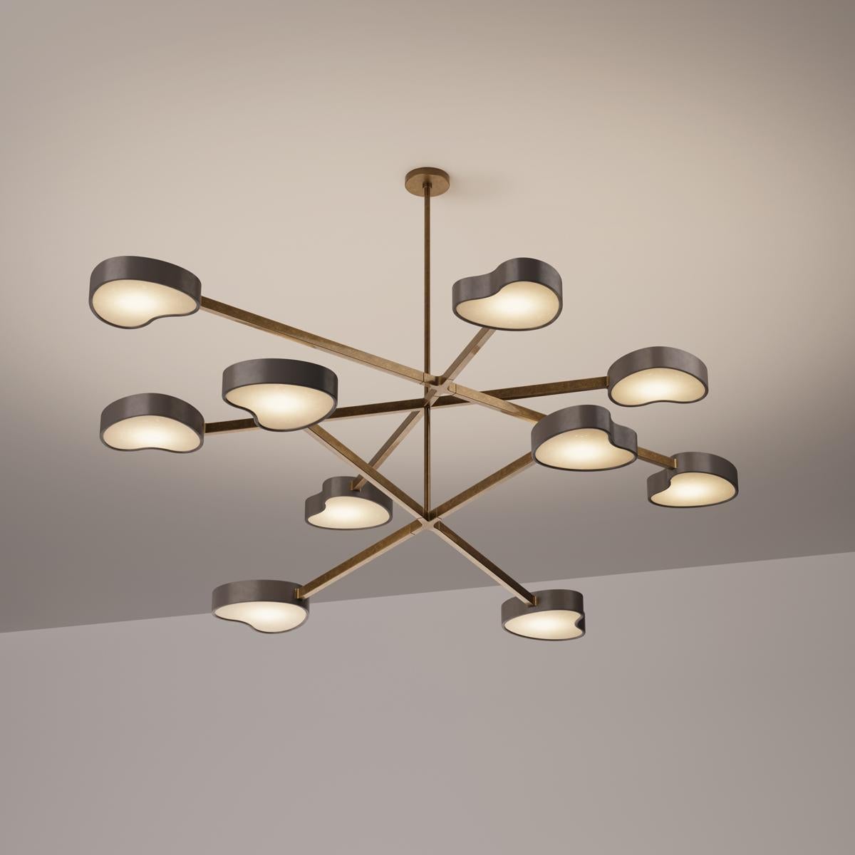 Modern Cuore N.10 Ceiling Light by Gaspare Asaro. Peltro and Bronze Finish For Sale
