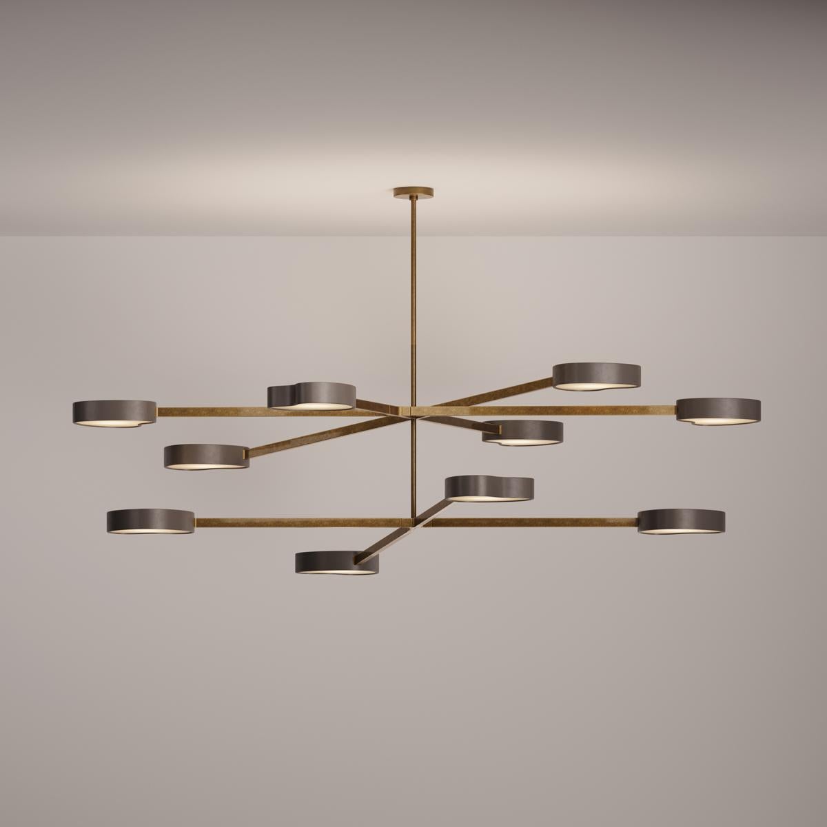 Modern Cuore N.10 Ceiling Light by Gaspare Asaro. Peltro and Bronze Finish For Sale
